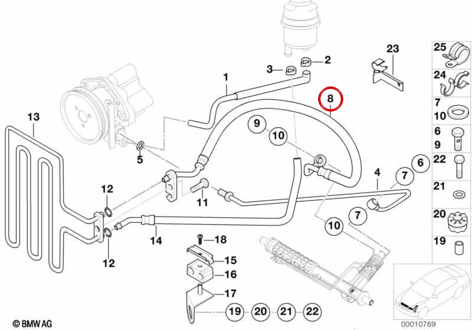 BMW 5 Serisi E39 Servo Direksiyon Dönüş Borusu 32411095896