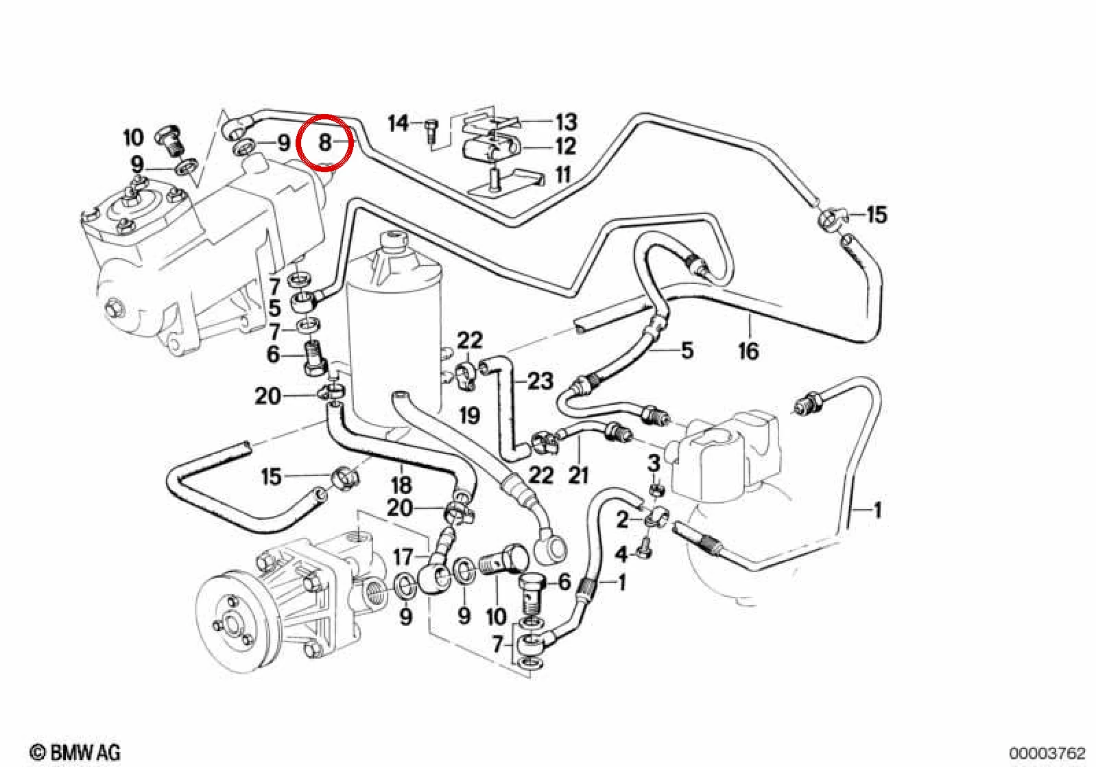 BMW 6 Serisi E24 Servo Direksiyon Hidrolik Borusu 32411135047