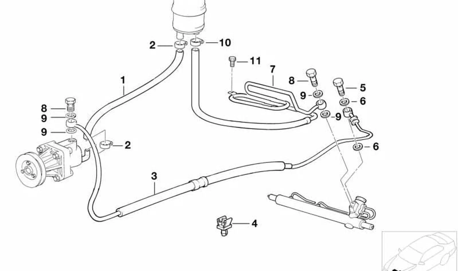BMW 3 Serisi E36 Serpantinli Direksiyon Dönüş Borusu 32411141713