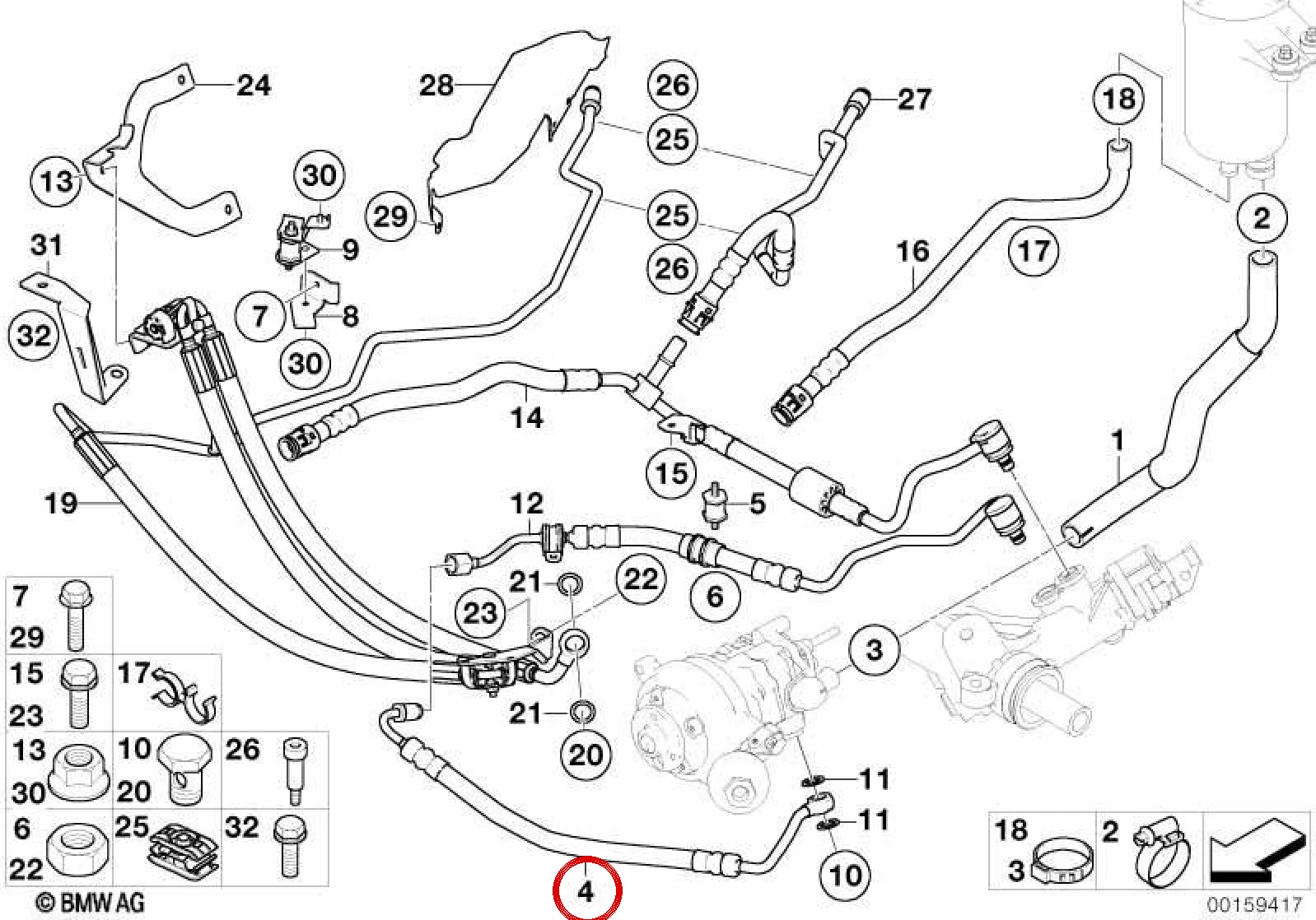 BMW 7 Serisi E65 E66 Servo Direksiyon Genleşme Hortumu 32416762627