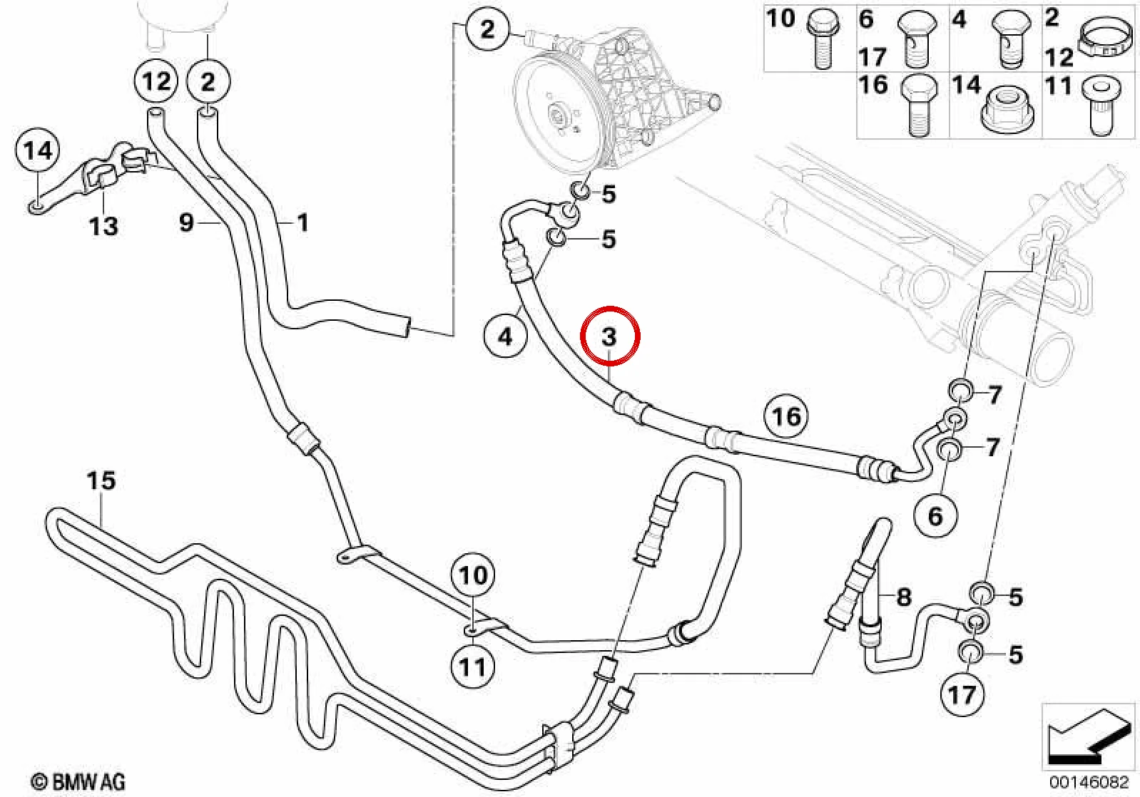 BMW E81 E87 E88 E90… Servo Direksiyon Esnek Genleşme Borusu 32416779315