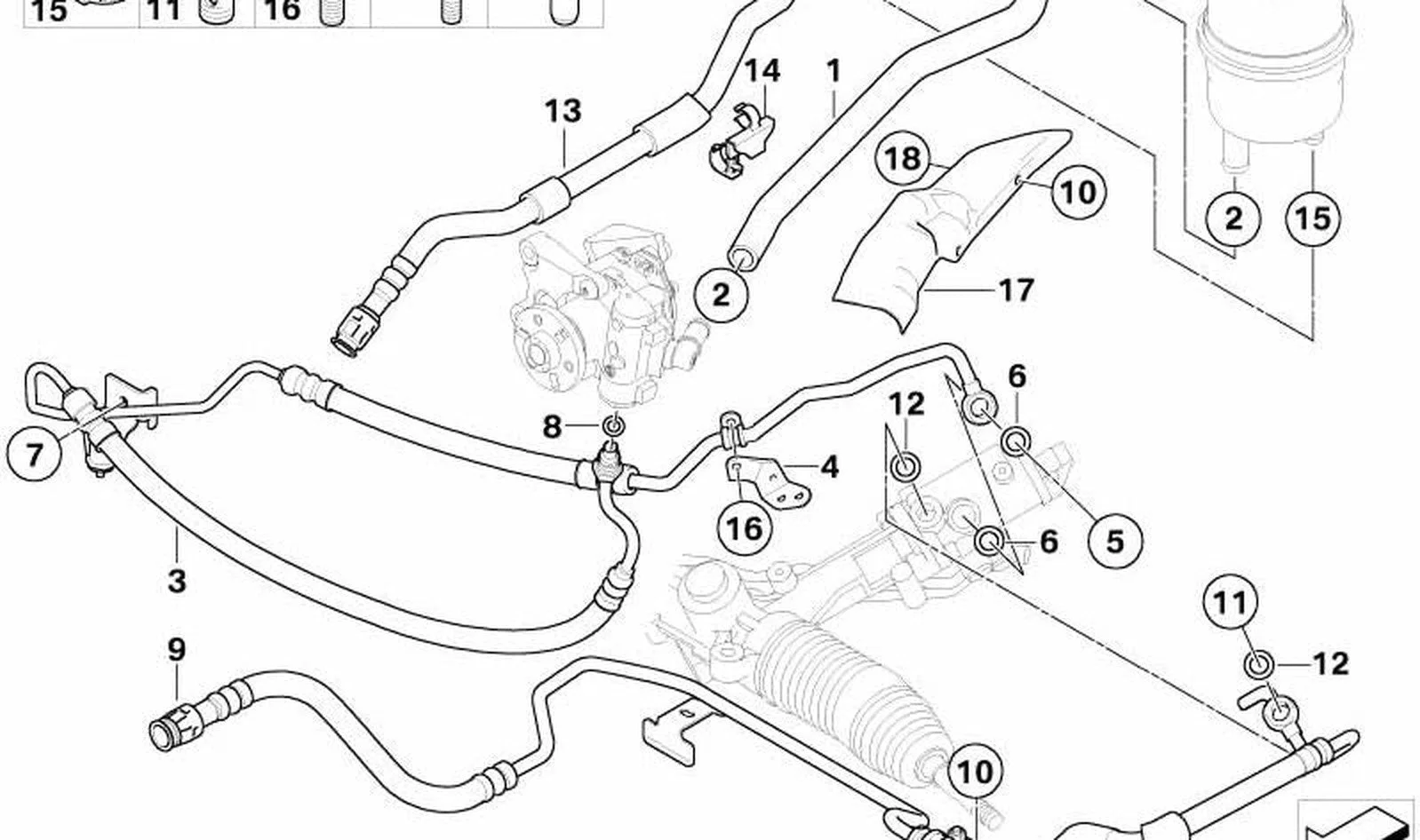 BMW E60 E61 E63 E64 Direksiyon Hidrolik Esnek Borusu 32416780500