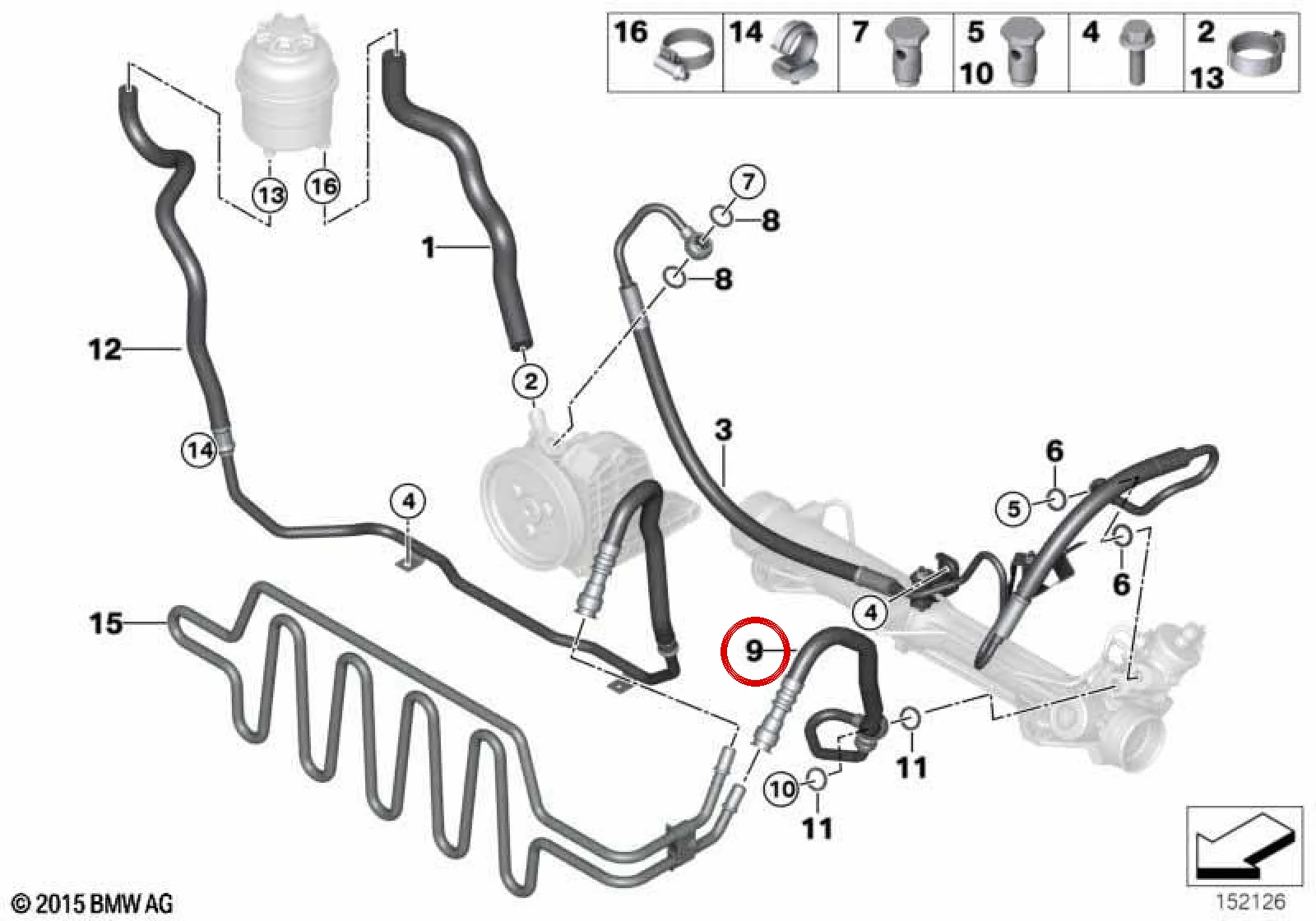 BMW 3 Serisi E90 E91 E92 E93 Direksiyon Yağı Geri Dönüş Borusu 32416781456