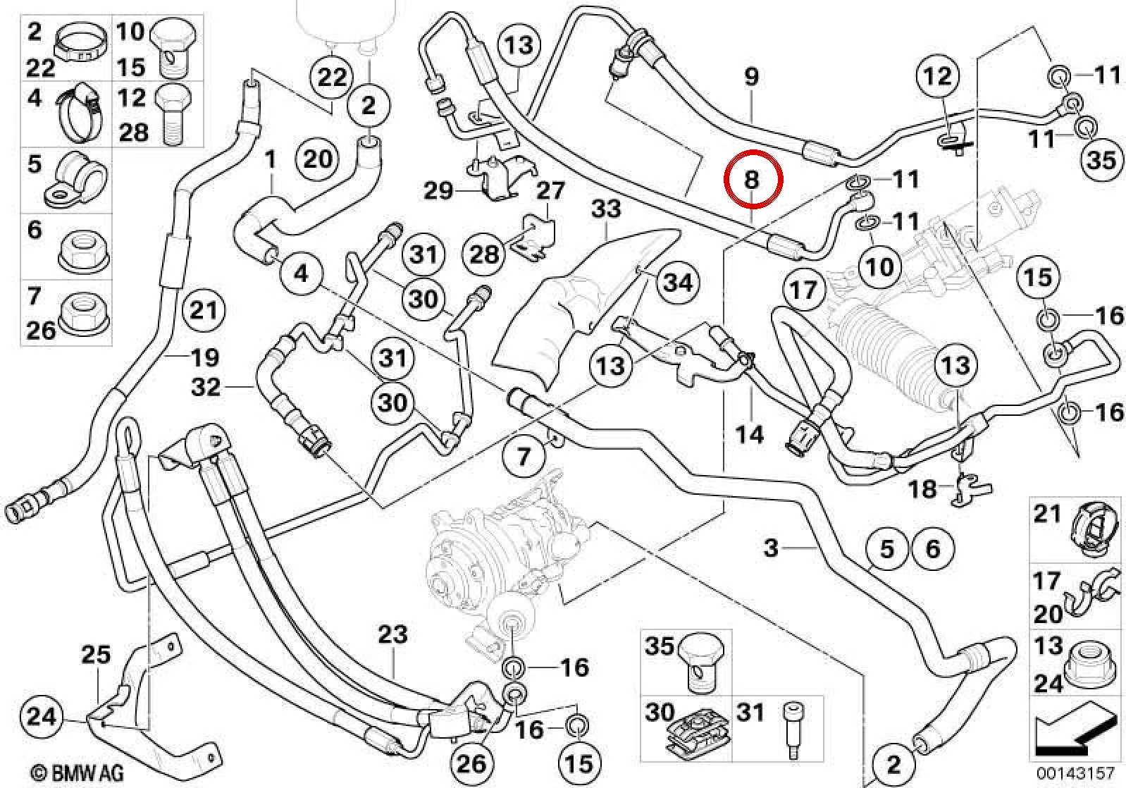 BMW E60 E61 E63 E64 Direksiyon Genleşme Hortumu 32416781781