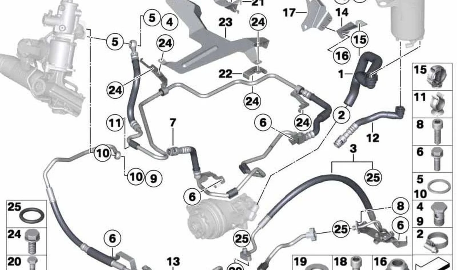 BMW E70 E71 Direksiyon Elastik Hortumu 2. Parça 32416786416