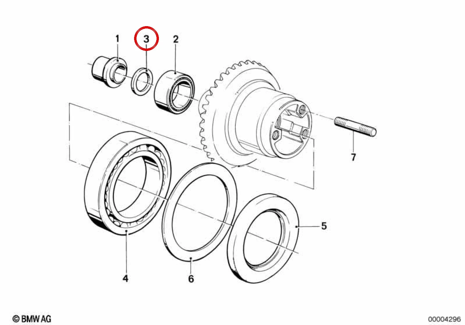 BMW E28 E30 E31 E32… Diferansiyel Baskı Halkası 2,7 mm 33121242461