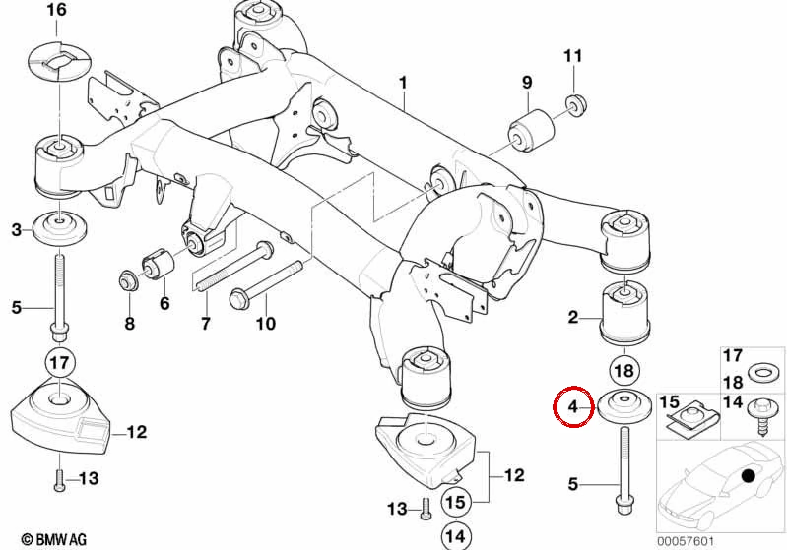 BMW 5 Serisi E39 Arka Travers Dayama Pulu 33311094220