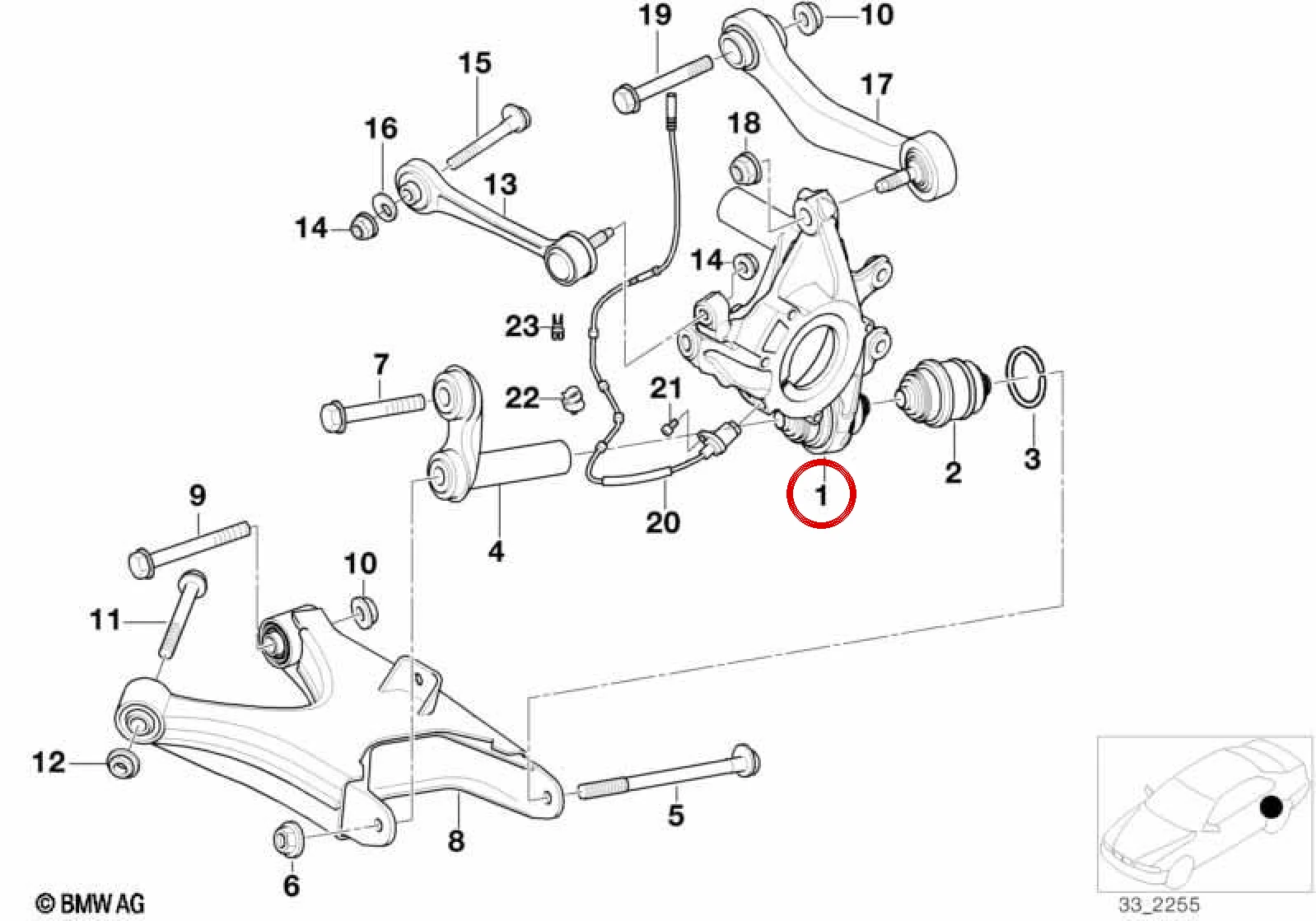 BMW 7 Serisi E38 Arka Sol Teker Taşıyıcısı 33321090747