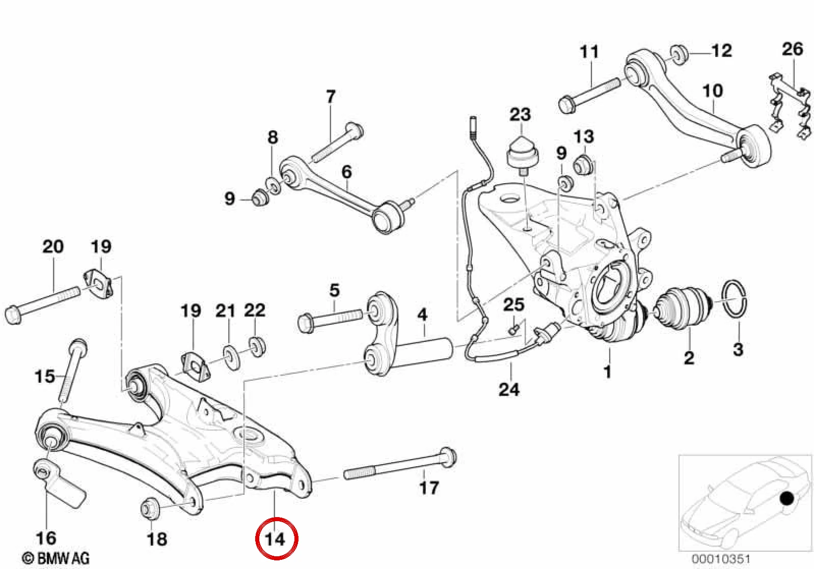 BMW 5 Serisi E39 Sol Süspansiyon Kolu 33321093723