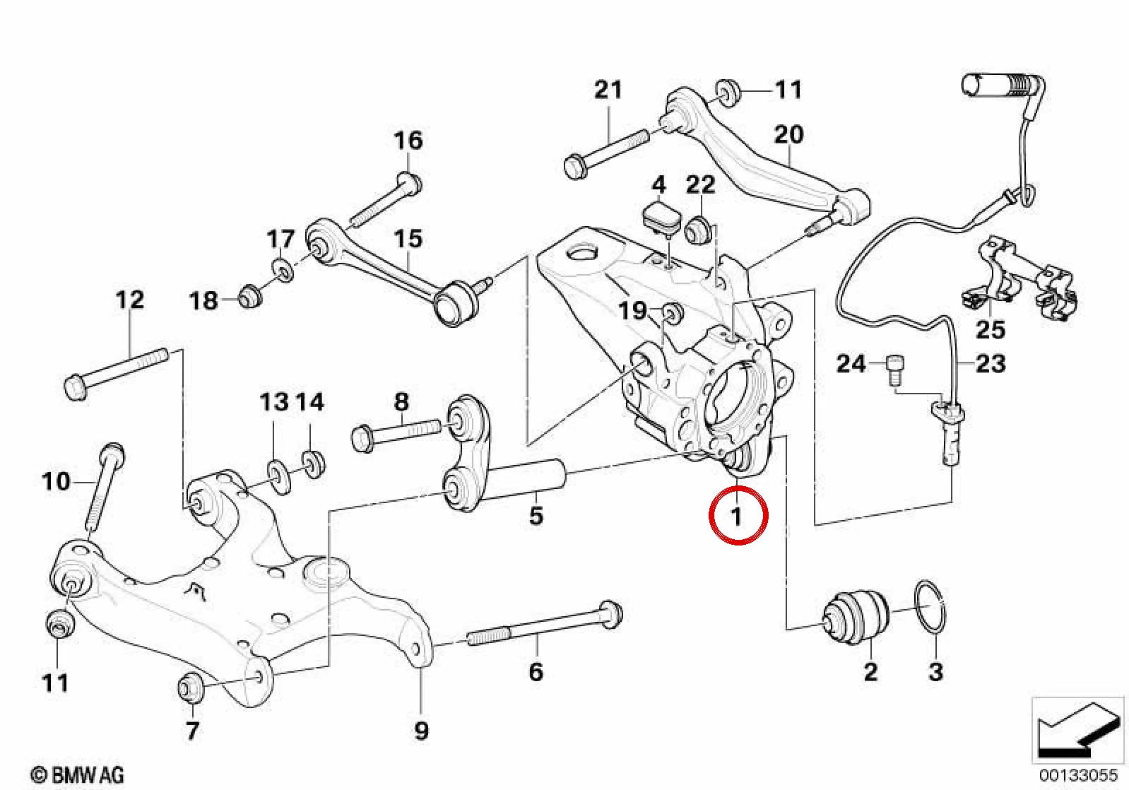 BMW 5 Serisi E61 Arka Sağ Teker Taşıyıcı Göbeği 33322283376