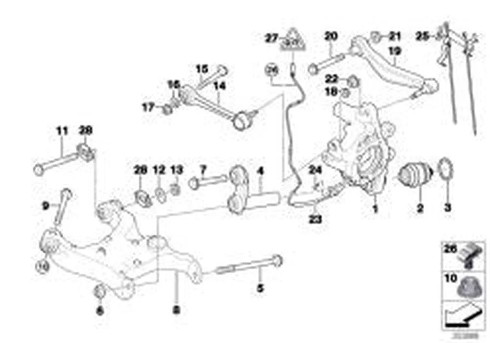 BMW E63 E64 E65 E66 Arka Sol Teker Taşıyıcısı 33326763119