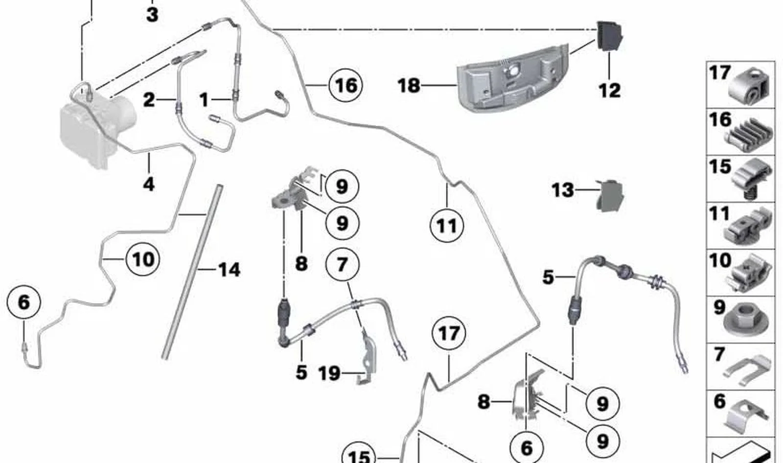 BMW E81 E82 E84 E87… Sağ Fren Hortumu Braketi 34306770484