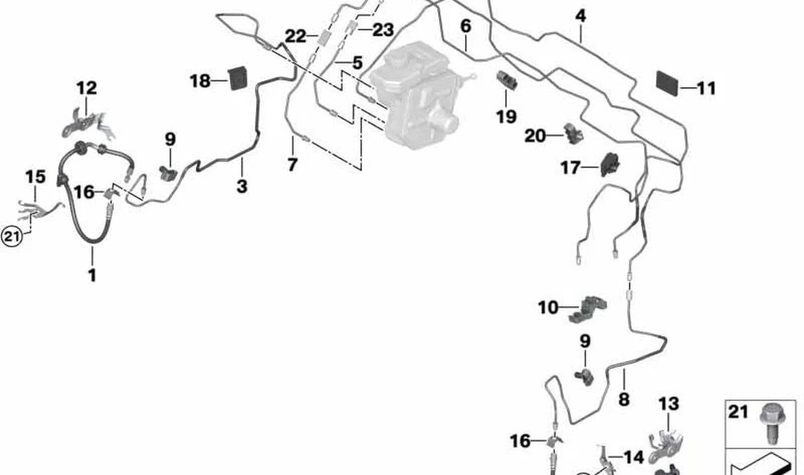 BMW F90 F91 F92 F93 Ön Fren Hortumu 34307991039