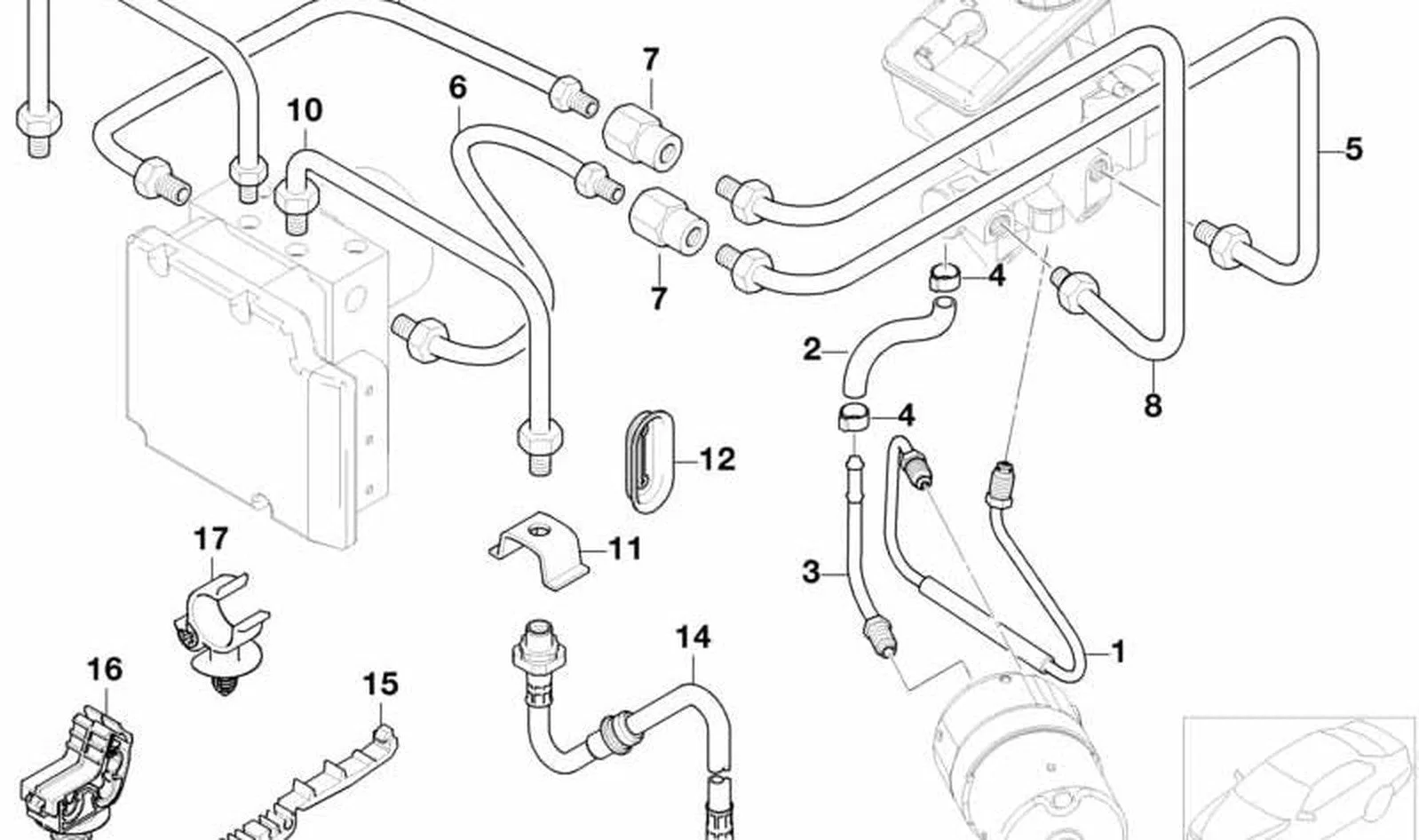 BMW E38 E39 E53 E65… Fren Borusu Tutucusu 34321161701