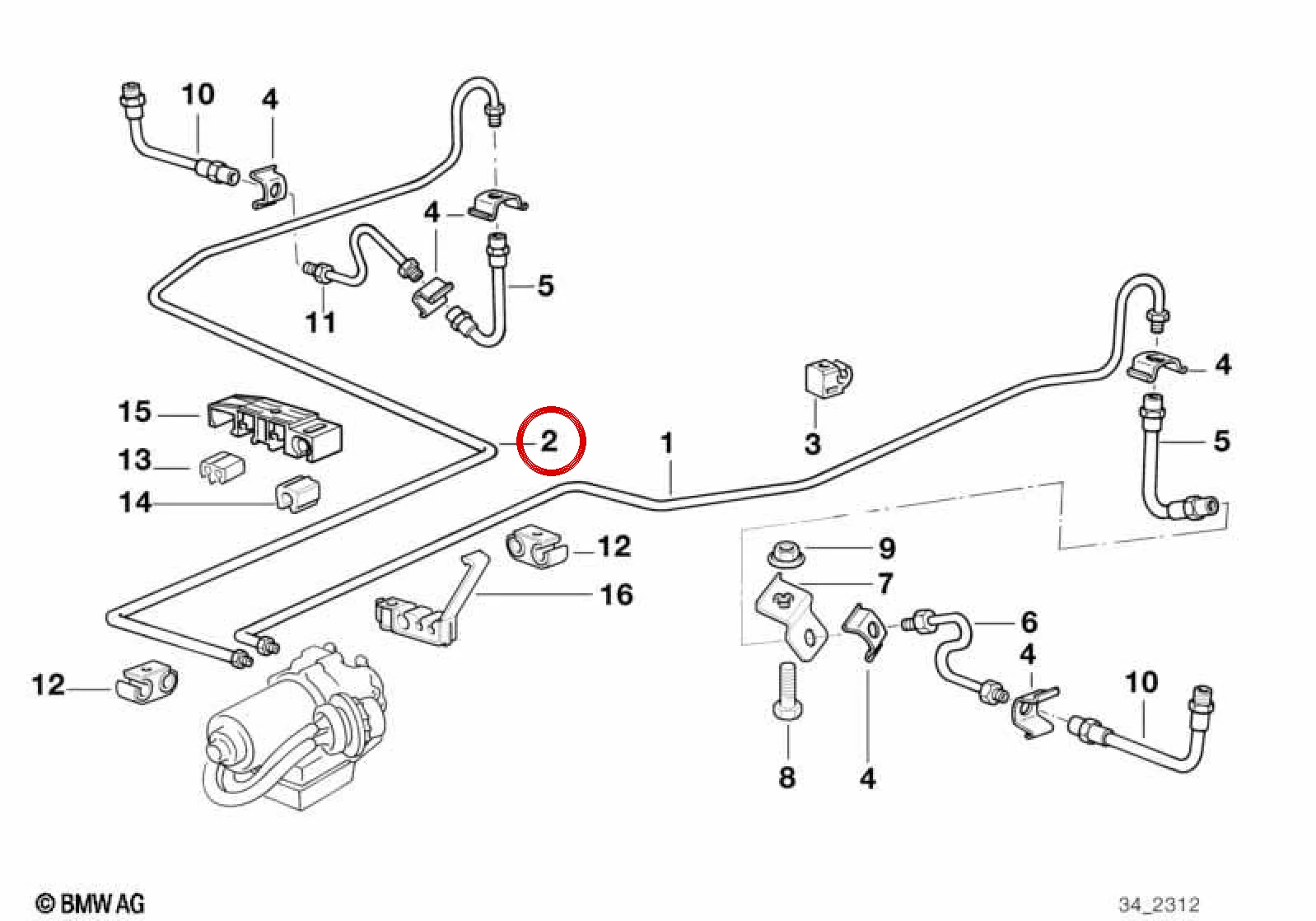BMW 3 Serisi E36 Fren Borusu 3965 mm 34326754546