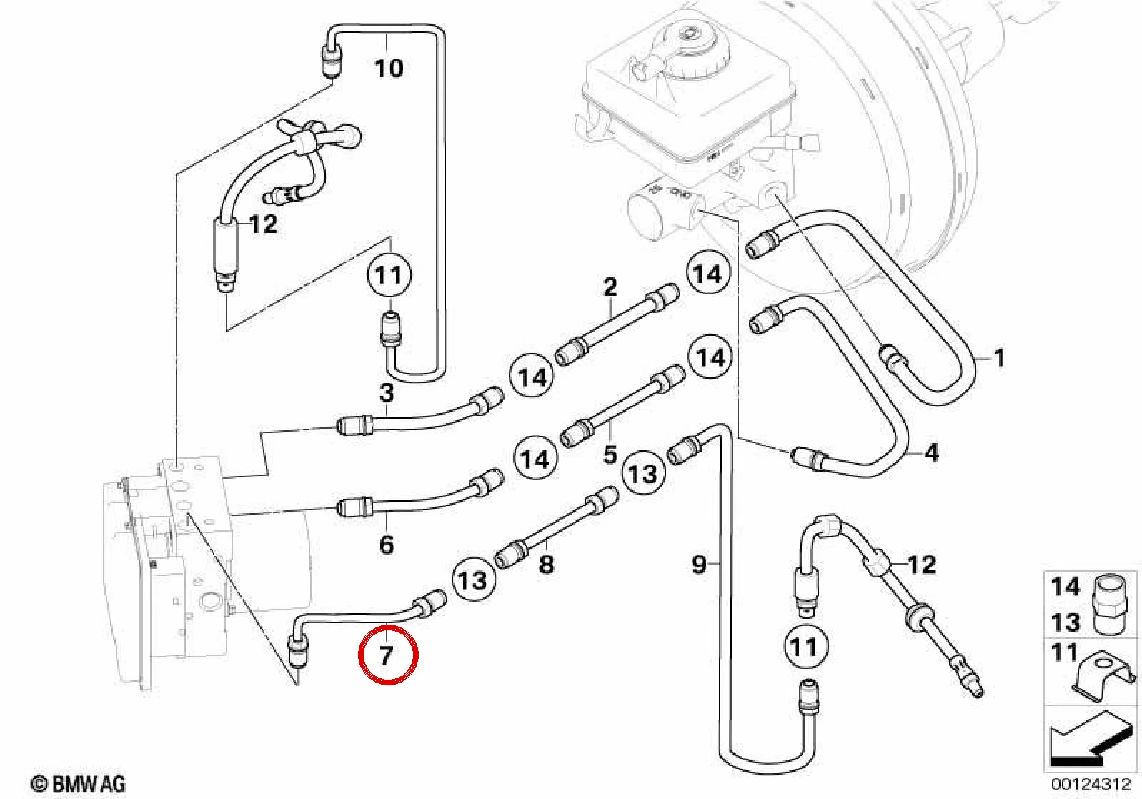 BMW E60 E61 E63 E64 LCI Esnek Fren Hortumu 34326795215