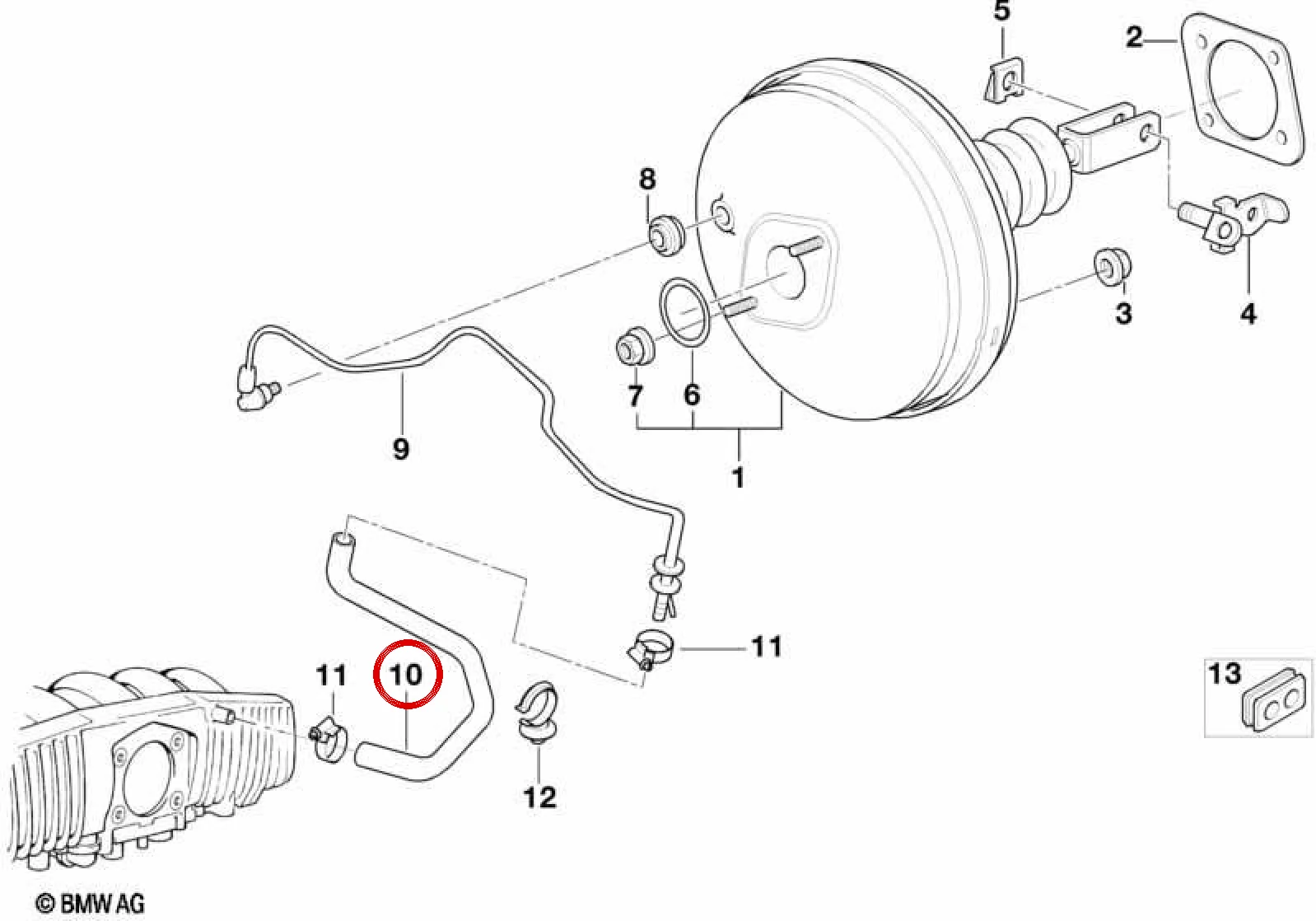 BMW 5 Serisi E39 Fren Servo Vakum Borusu 34331166139