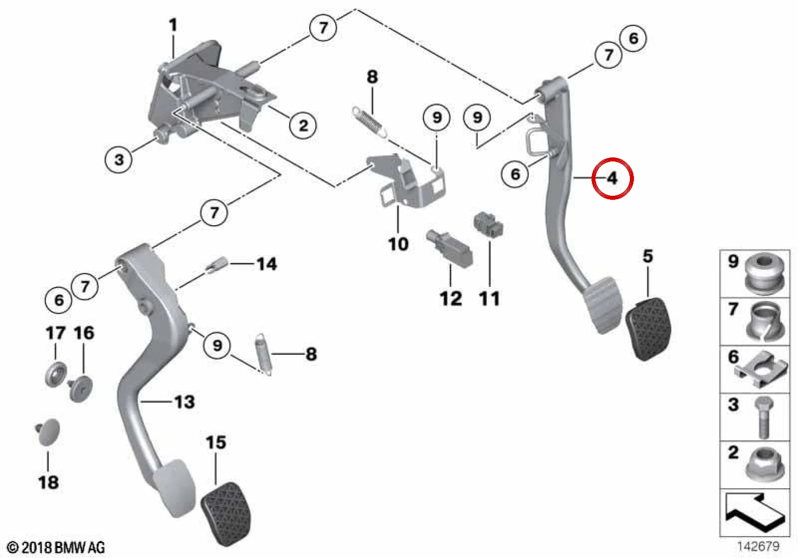 BMW E46 E85 E86 Fren Ayak Pedalı 35206752655