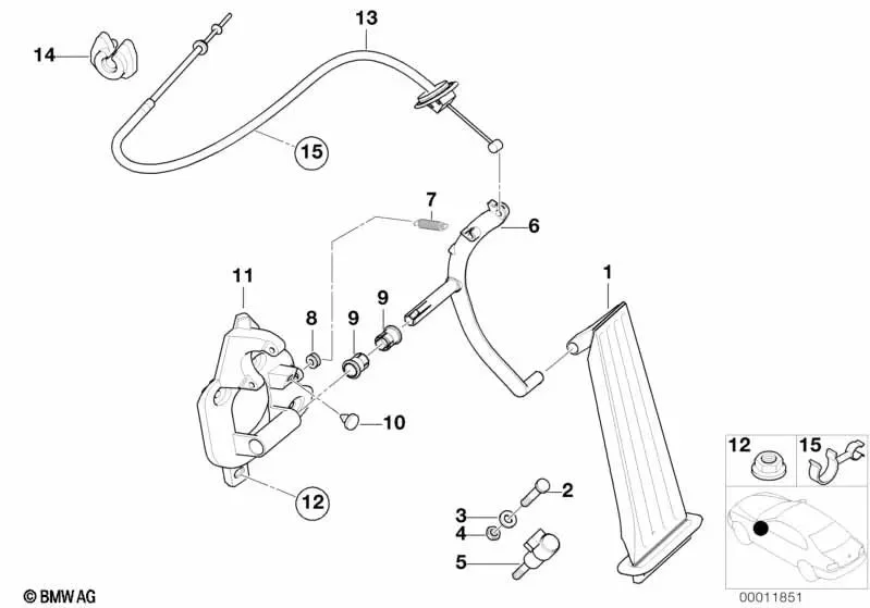 BMW 3 Serisi E46 Gaz Pedalı Mili 14 mm 35411163878