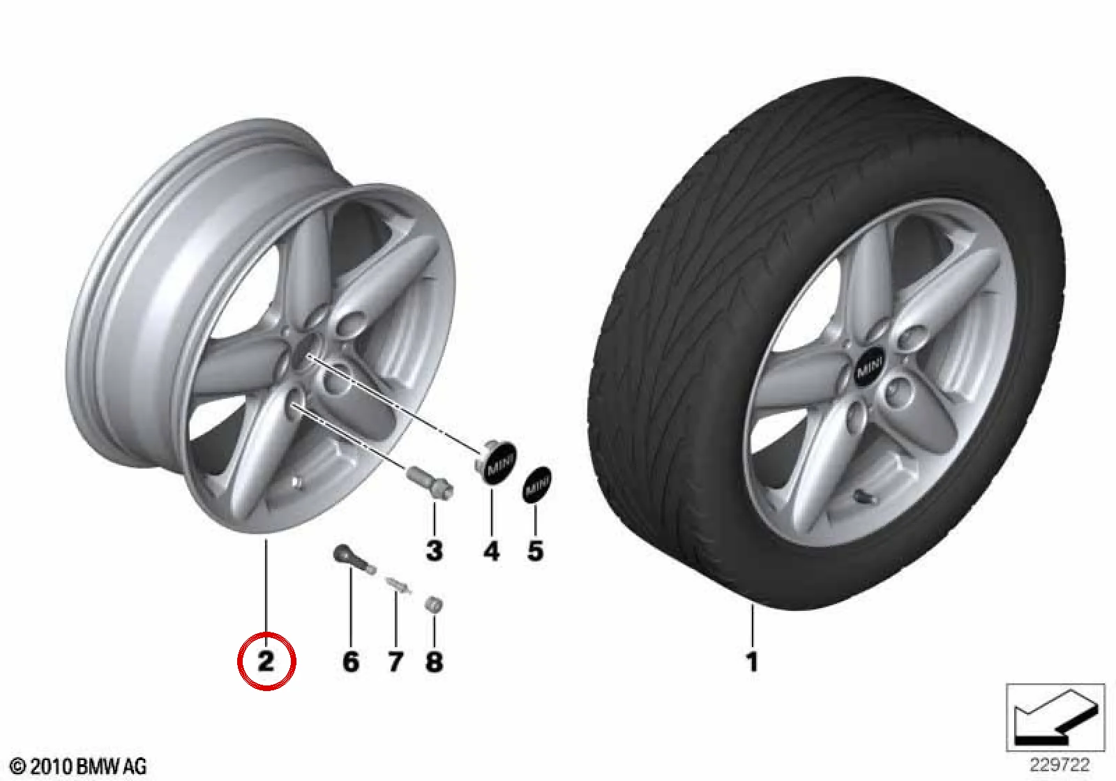 BMW MINI R60 R61 Beş Kollu Alüminyum Jant 16 İnç 36109803720