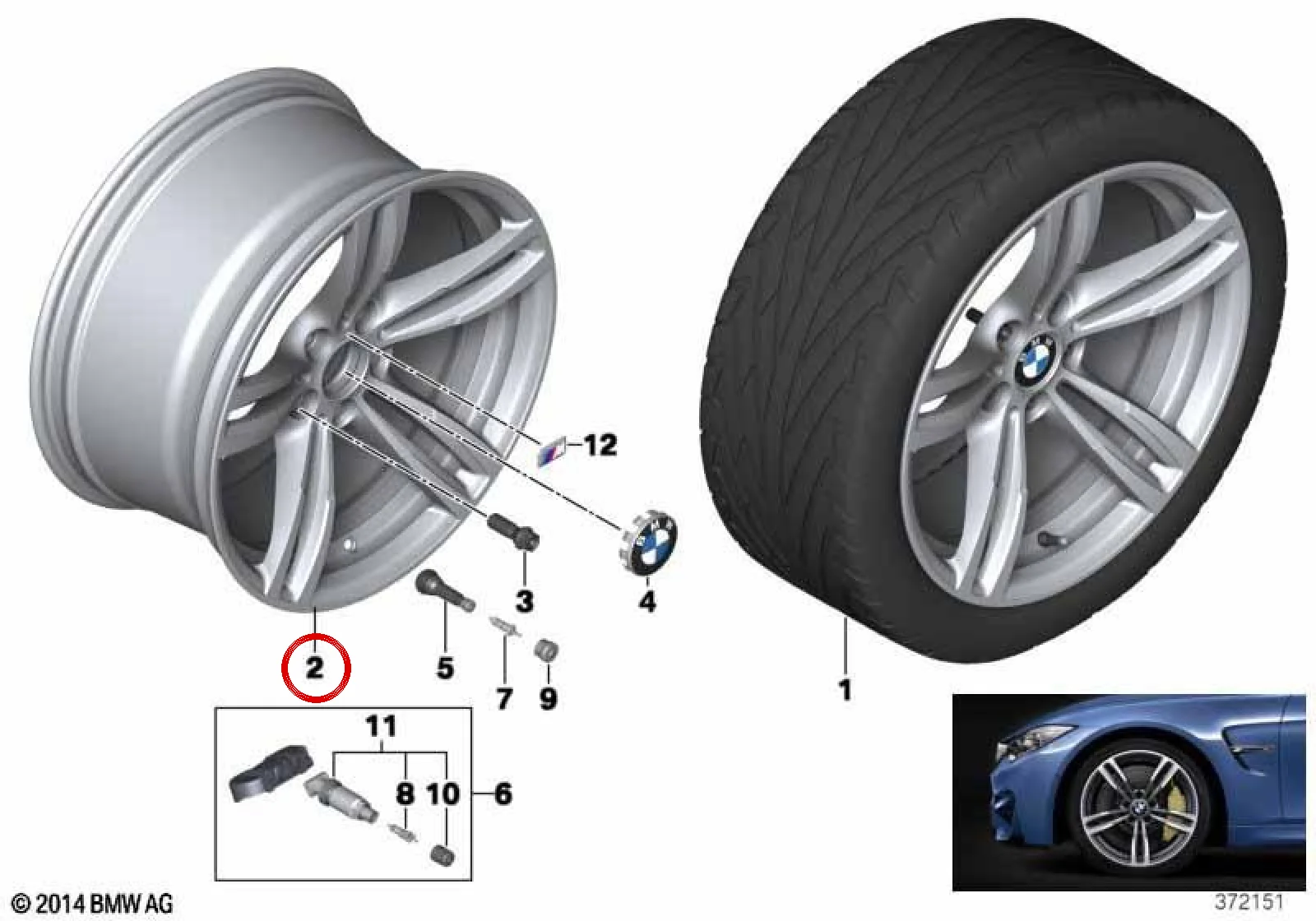 BMW 4 Serisi F83 M Çift Kollu Arka Alaşım Jant 36112284551