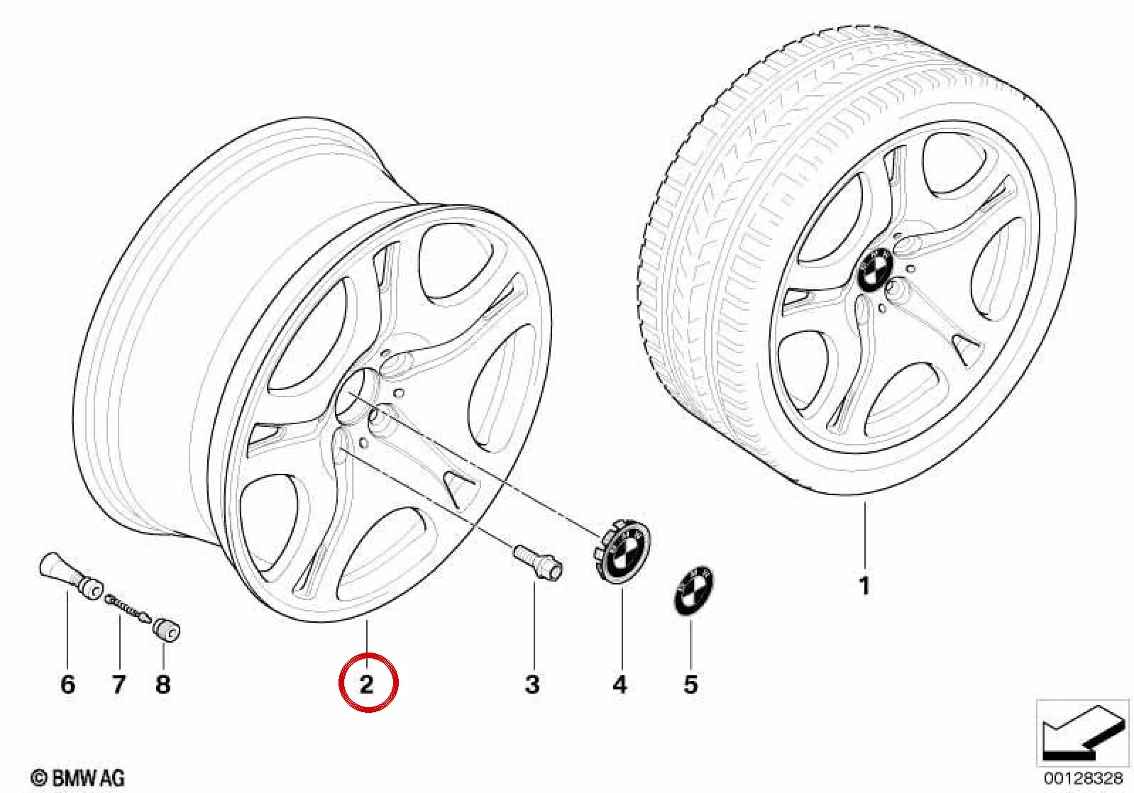 BMW 6 Serisi E63 E64 Star Spoke 92 Ön Alaşım Jant 36116760627