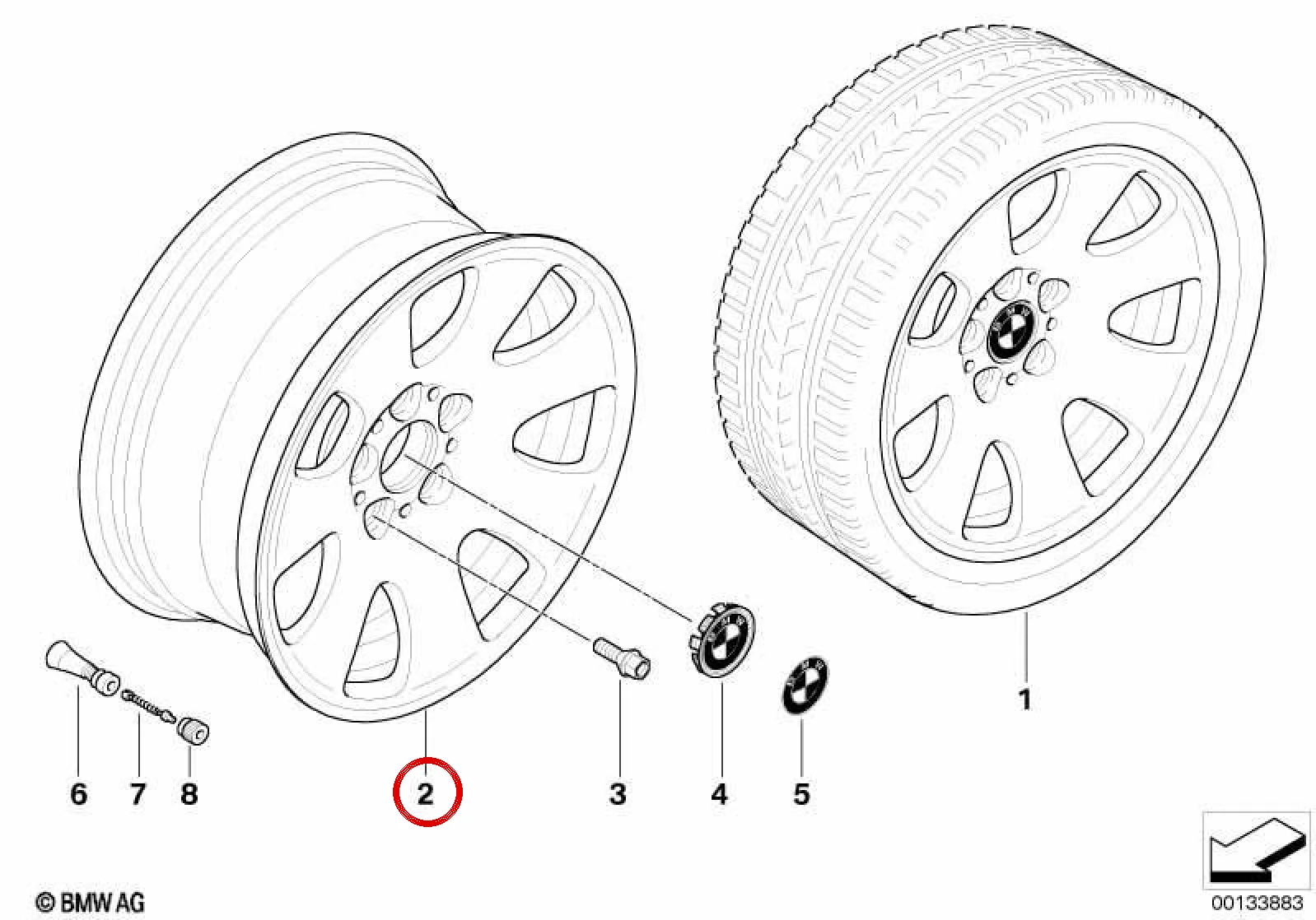 BMW 7 Serisi E65 E66 Star Spoke 165 Dövme Alaşım Jant 36116765144