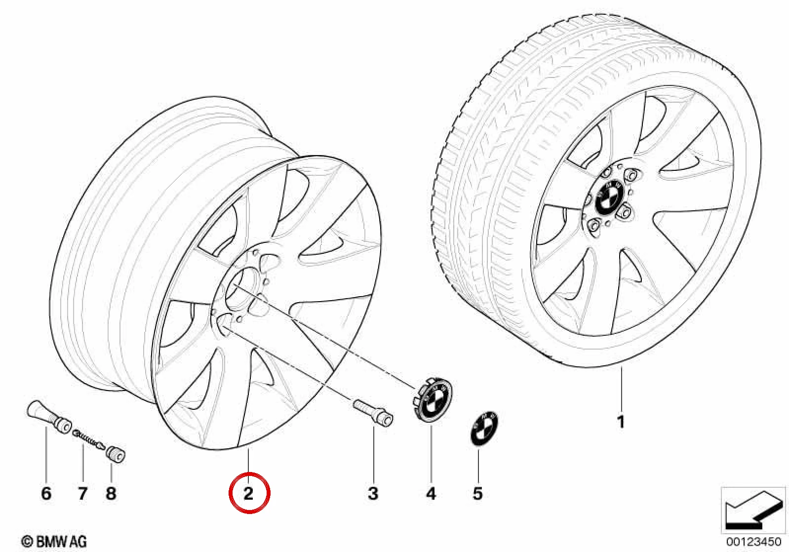BMW 5 Serisi E60 E61 Star Spoke 123 Alaşım Jant 18 İnç 36116767540