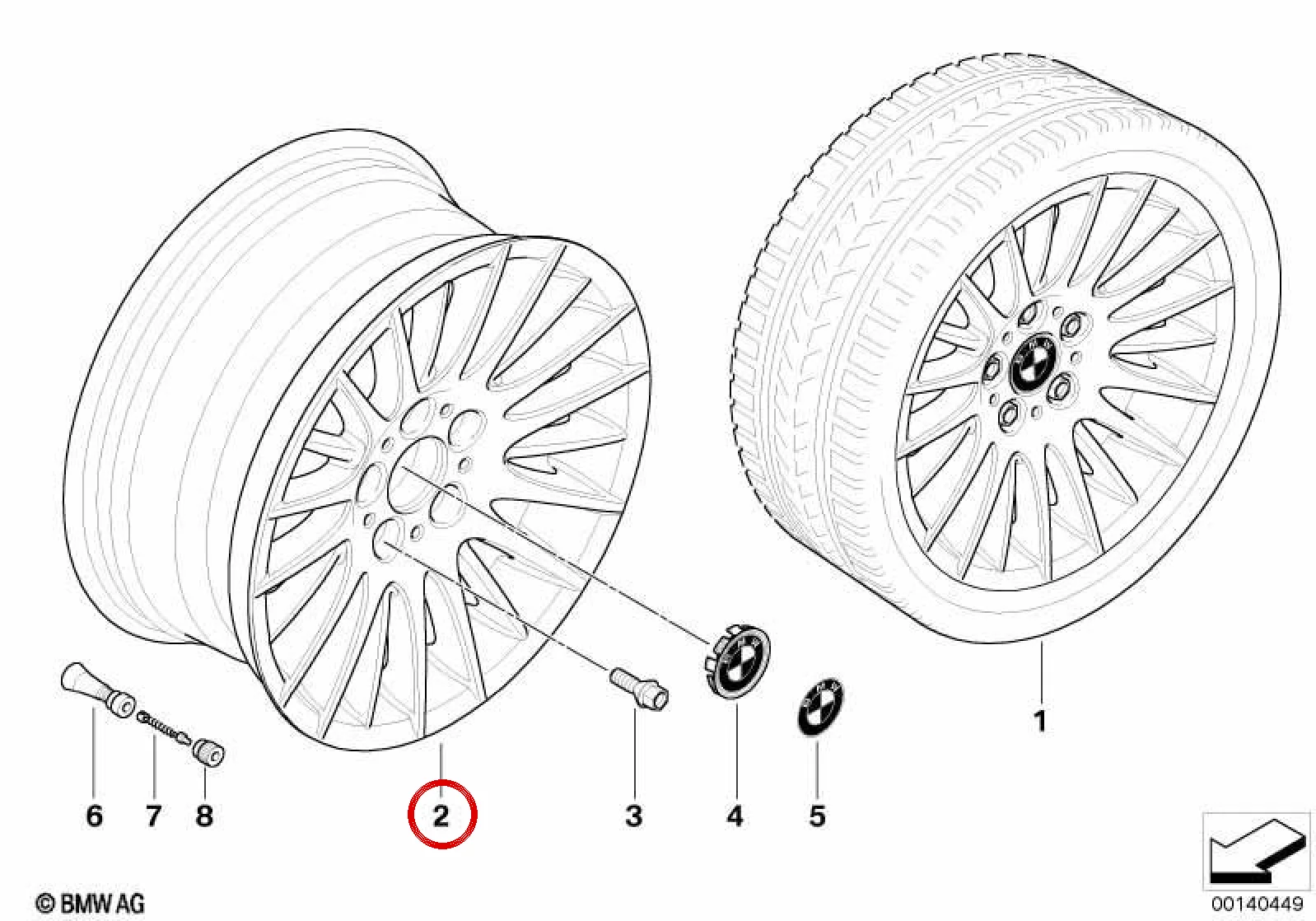 BMW 3 Serisi E90 E91 E92 E93 Radial Spoke 160 Alaşım Jant 36116775598