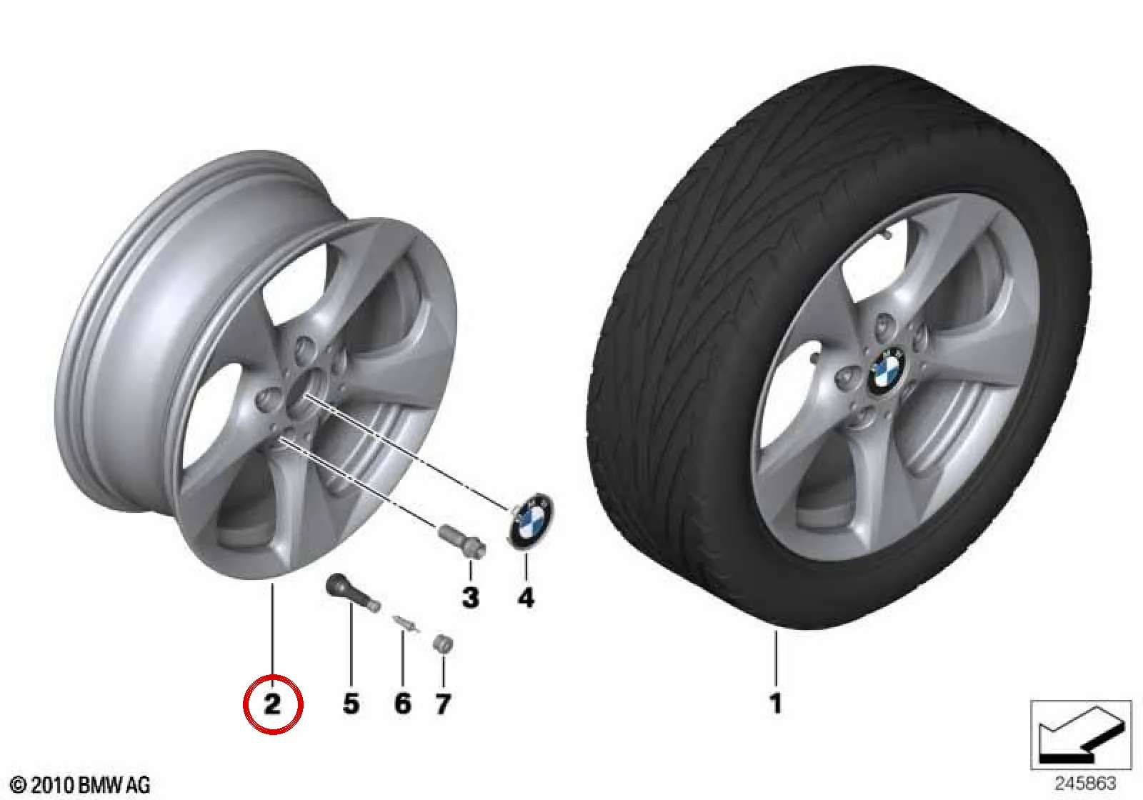 BMW 1 Serisi E81 E82 E87 E88 Ön Sağ Alaşım Jant 7Jx17 36116795560