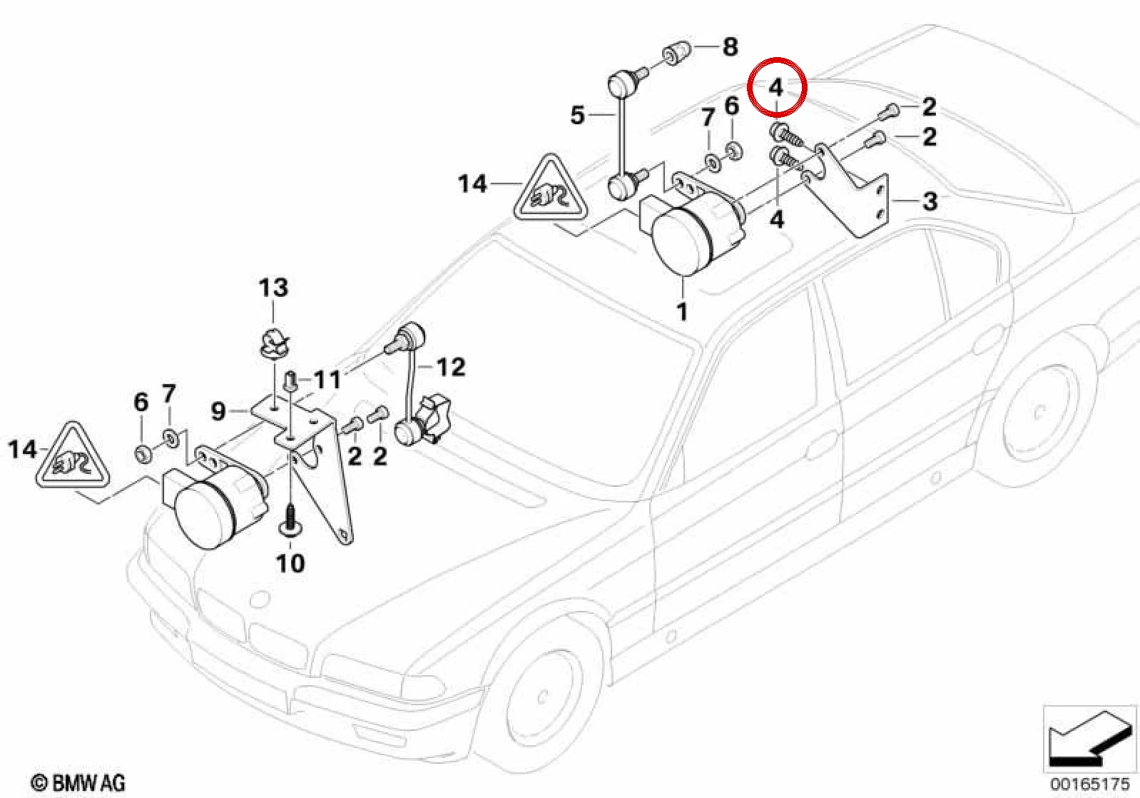 BMW 7 Serisi E38 E65 E66 Yükseklik Sensörü Cıvatası M6x12 37141182946
