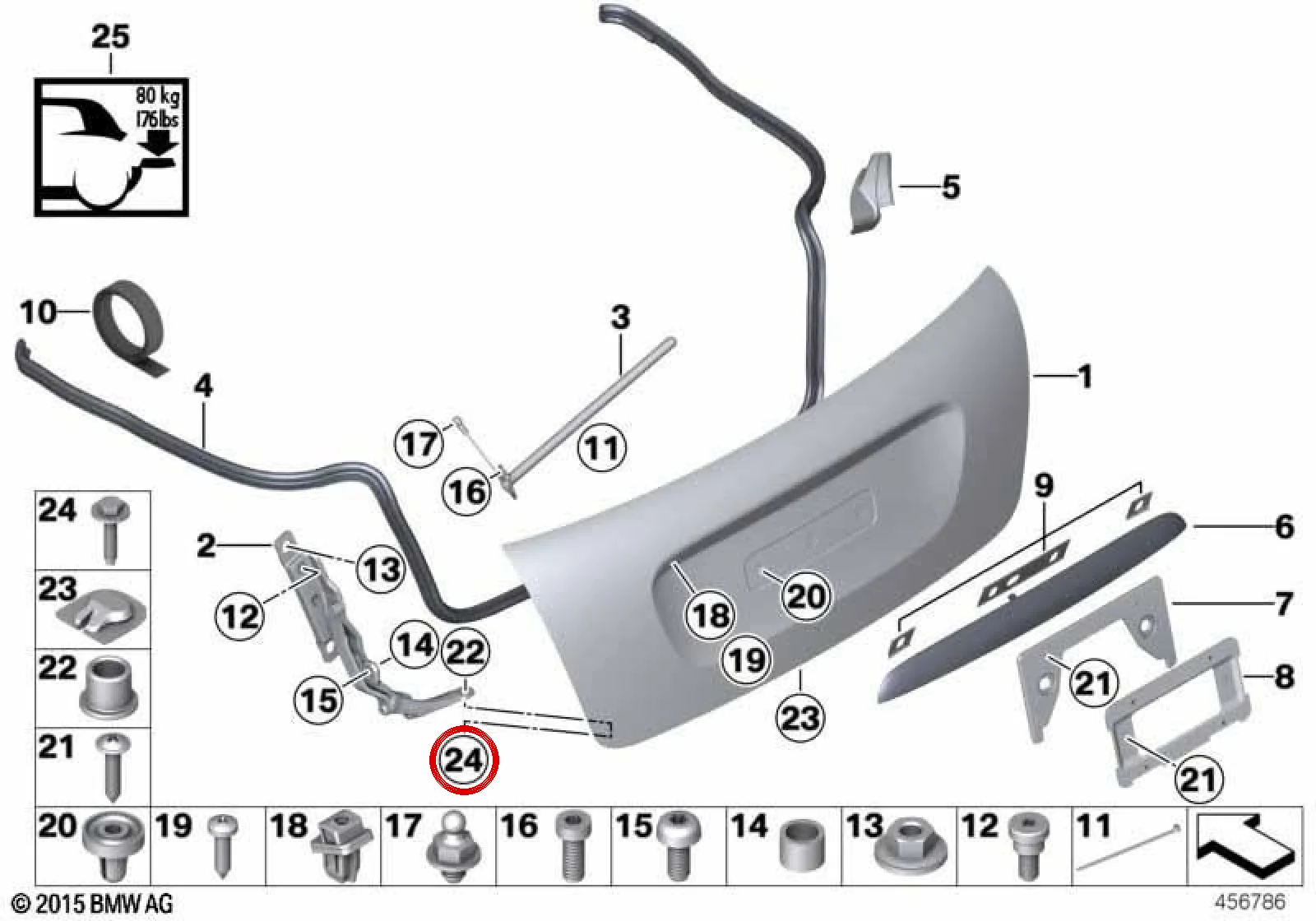 BMW MINI R57 Bagaj Kapağı Cıvatası M6x26 41002758572