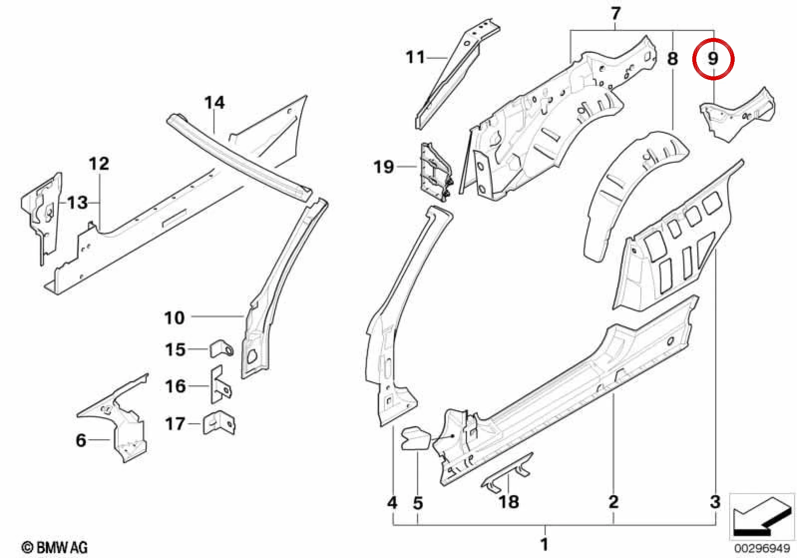 BMW 3 Serisi E93 Arka Sol Yan Çerçeve Kapak Sacı 41007179535