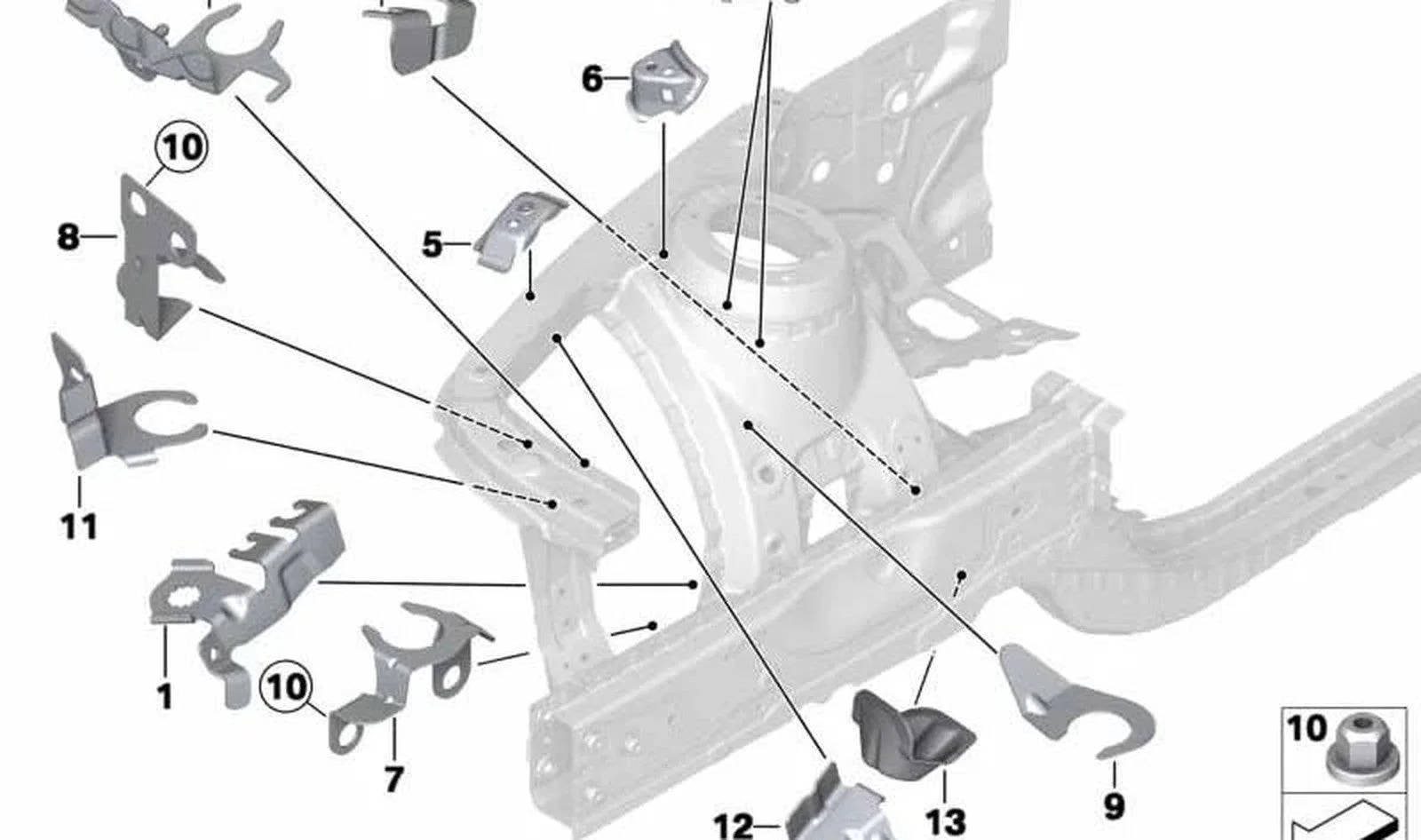 BMW F23 F33 F83 Arka Sağ Takviye Çubuğu Braketi 41007346818