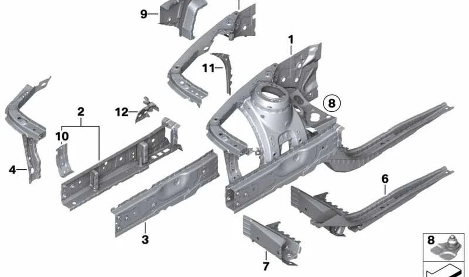 BMW 4 Serisi F83 Sol Taşıyıcı Kiriş Takviyesi 41008063225