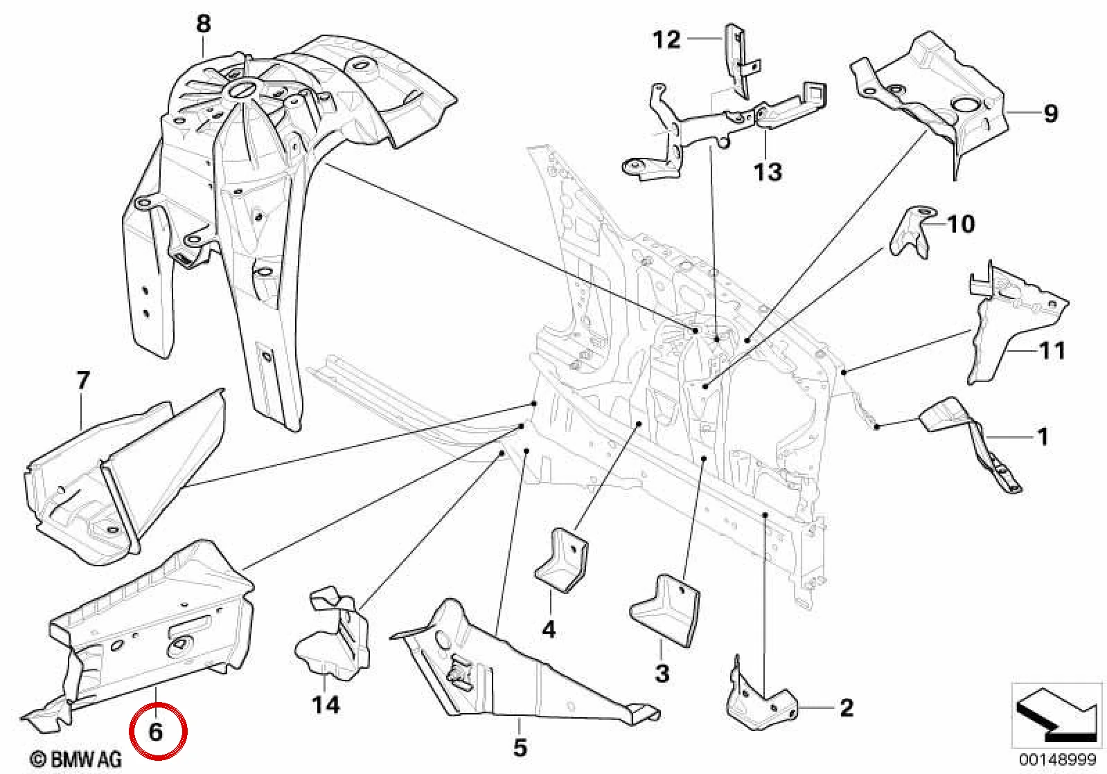 BMW E60 E61 E63 E64 Sol Ön Bağlantı Braketi 41117111095