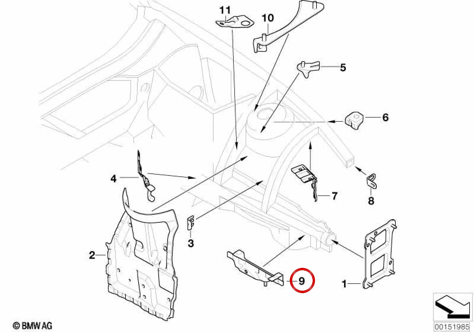 BMW Z4 E85 E86 Sol Viraj Demiri Braketi 41117161493