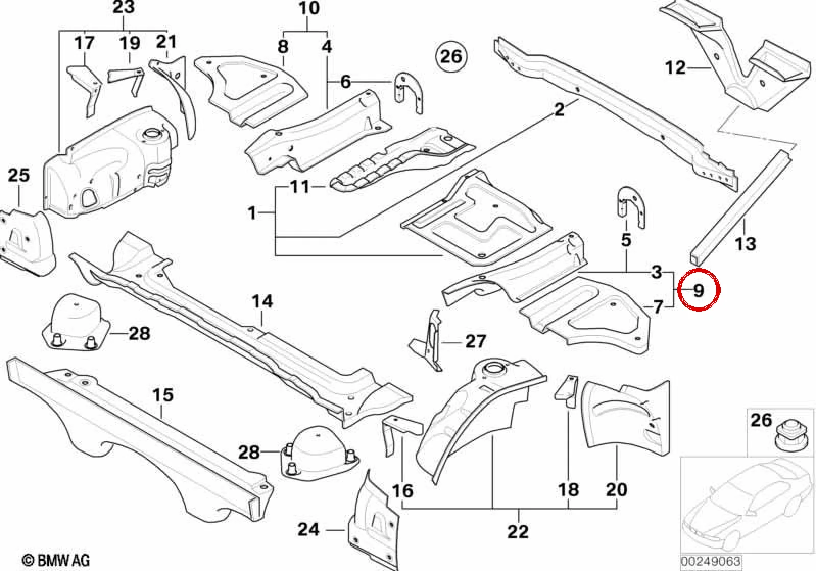 BMW Z4 E85 E86 Sol Bagaj Taban Paneli 41127076083