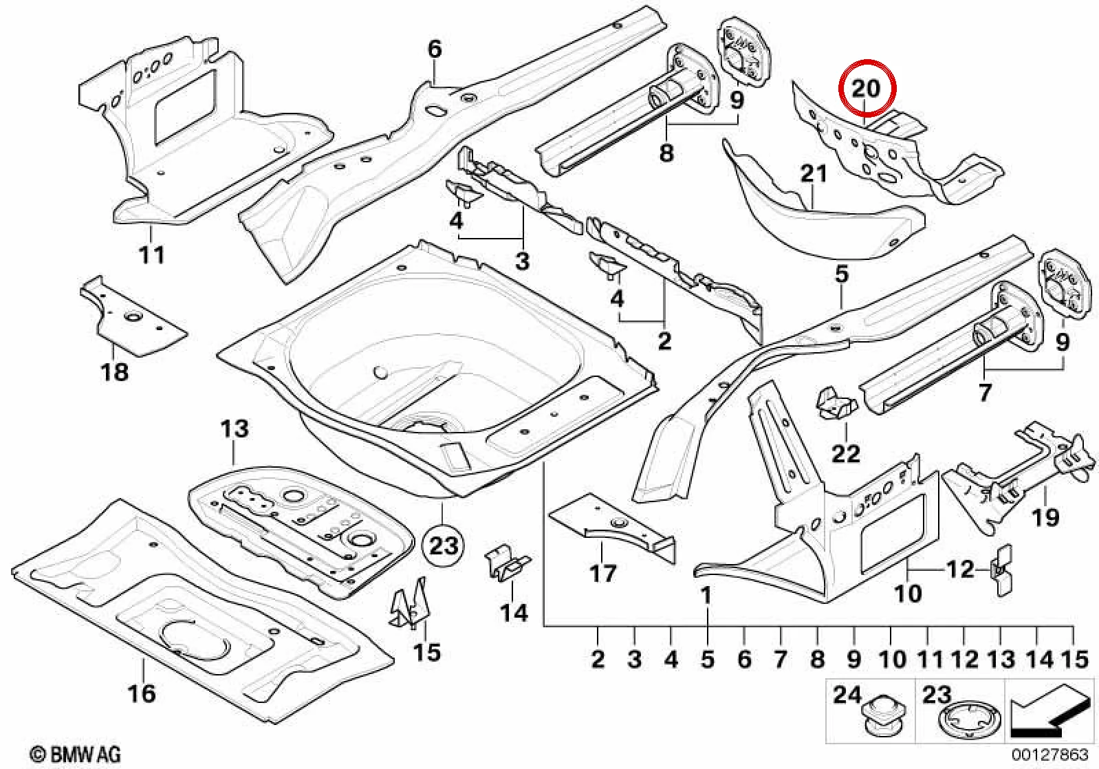 BMW 6 Serisi E64 Bagaj Tabanı Takviyesi 41127135454