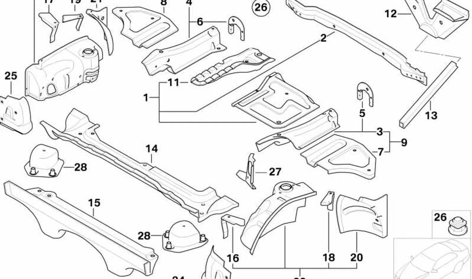 BMW Z4 E85 E86 Ön Sol Gövde Paneli 41137064659