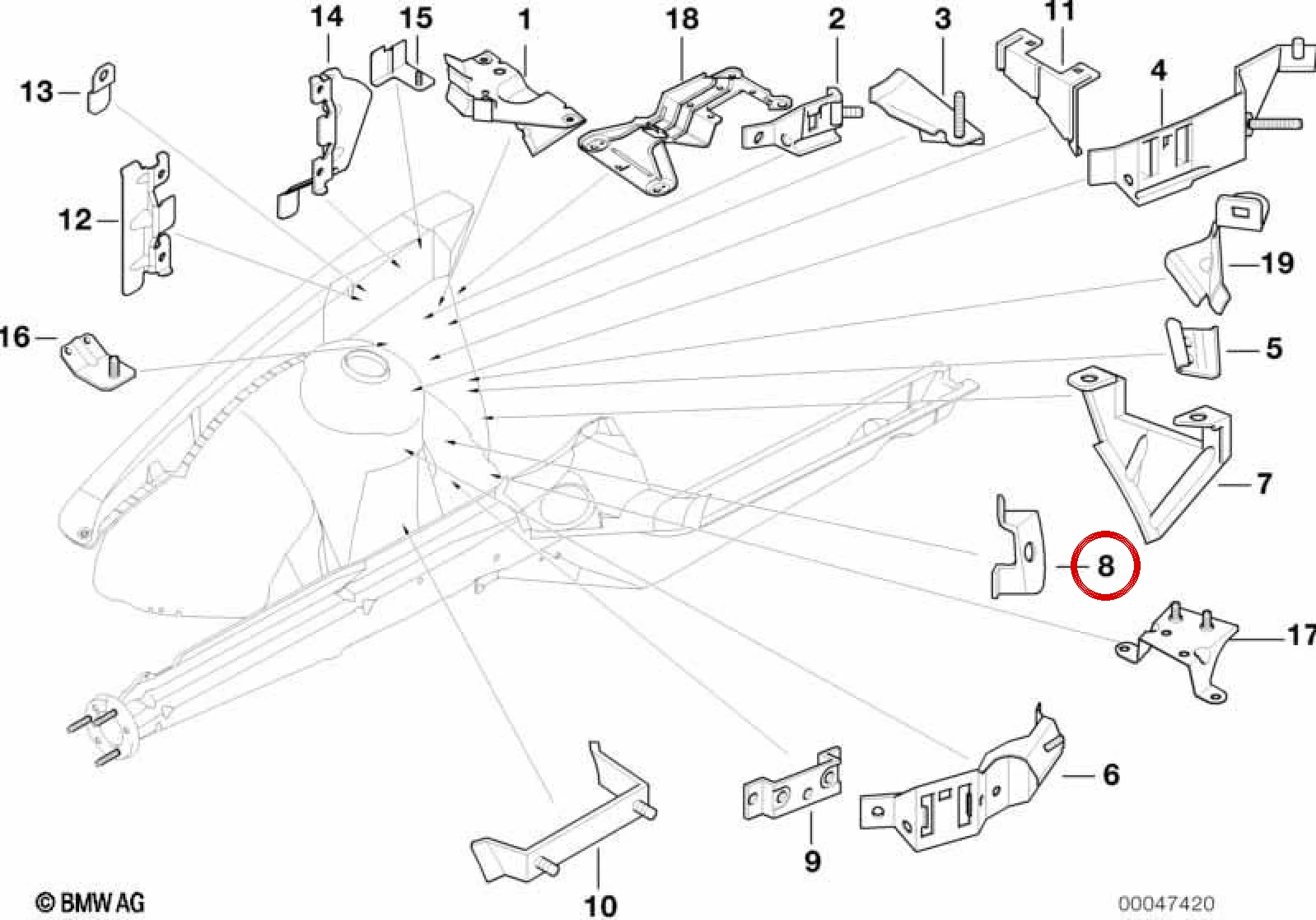 BMW 3 Serisi E36 Klima Emme Borusu Braketi 41148151502