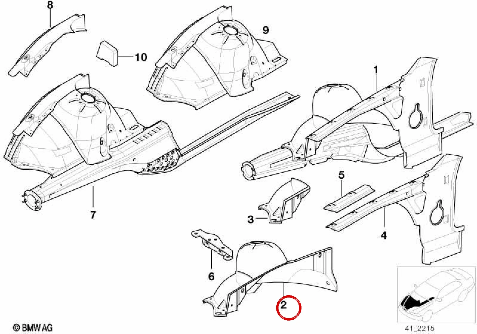 BMW 3 Serisi E36 Ön Sol Davlumbaz Kesiti 41148401313