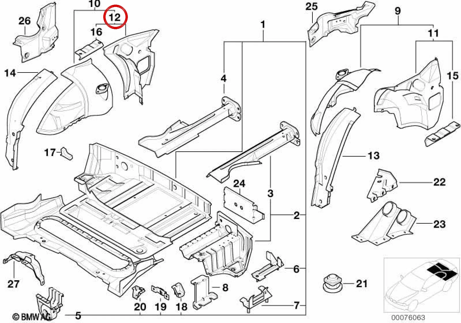 BMW 3 Serisi E36 Arka Sağ İç Çamurluk Paneli 41148413378
