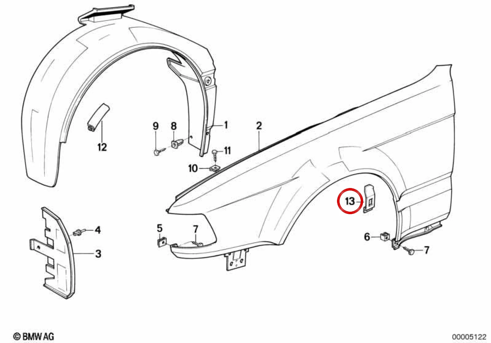 BMW 7 Serisi E32 Yan Gövde Braketi 41211950694
