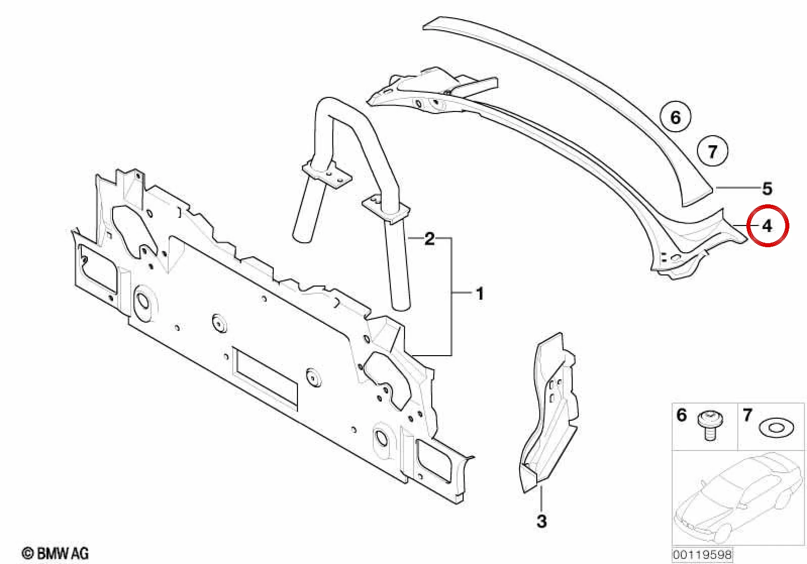 BMW Z4 E85 Arka Cam Alt Çerçevesi 41217064704