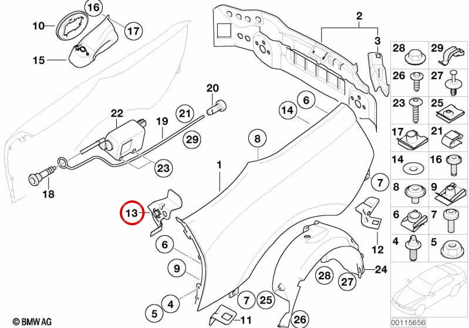 BMW Z4 E85 E86 Yakıt Dolum Bölgesi Arka Yan Panel Braketi 41217111468