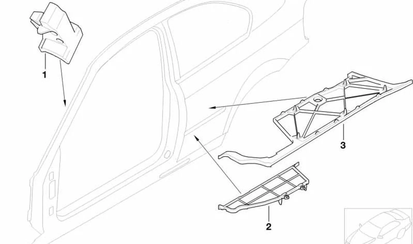 BMW 3 Serisi E46 Arka Sol Kapı Girişi Şekil Parçası 41218252839