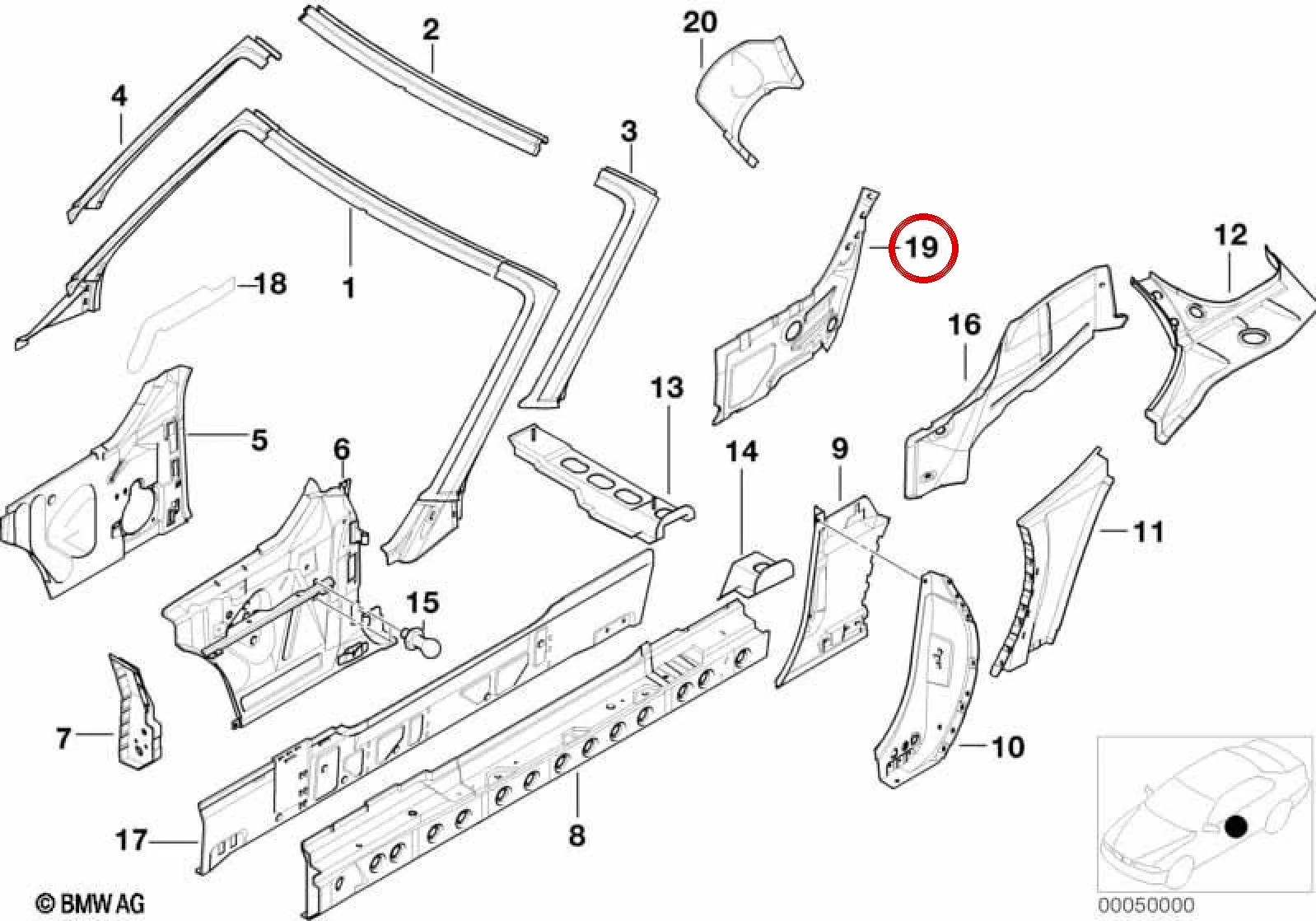 BMW 3 Serisi E36 Sağ B Direği İç Takviyesi 41218413386