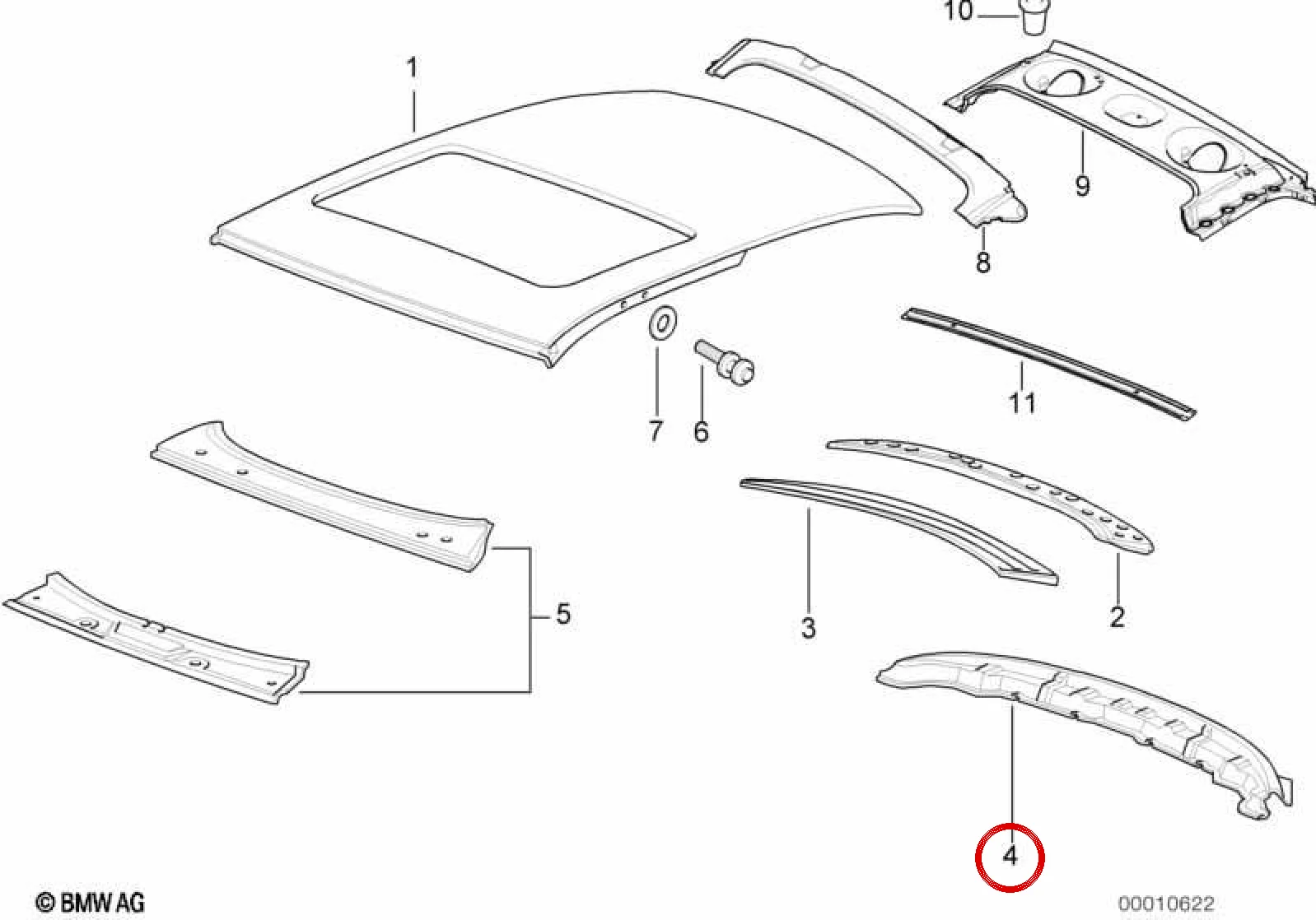 BMW 3 Serisi E36 Arka Cam Alt Çerçeve Paneli 41328119734
