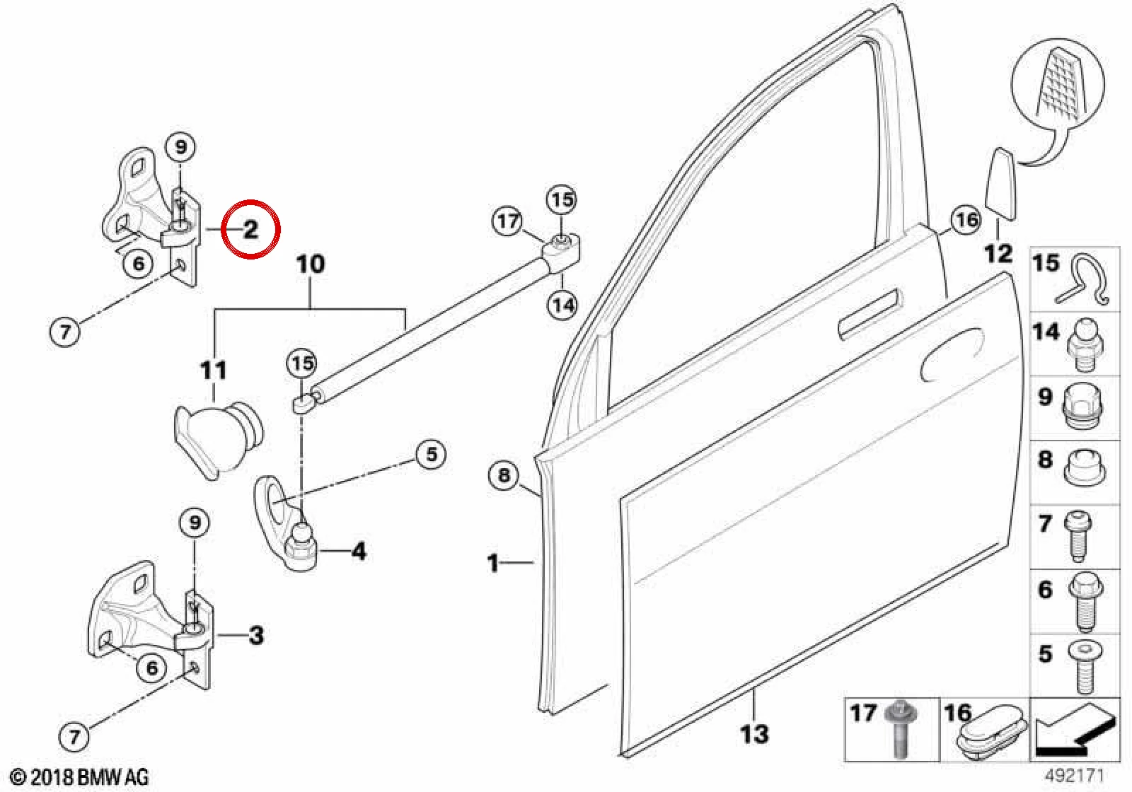 BMW 7 Serisi E65 E66 Sol Kapı Üst Menteşesi 41517176859